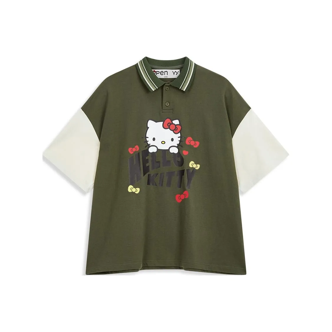 Open Yy x HELLO KITTY COLLARED T SHIRT Polo Shirt Women's KHAKI/Khaki