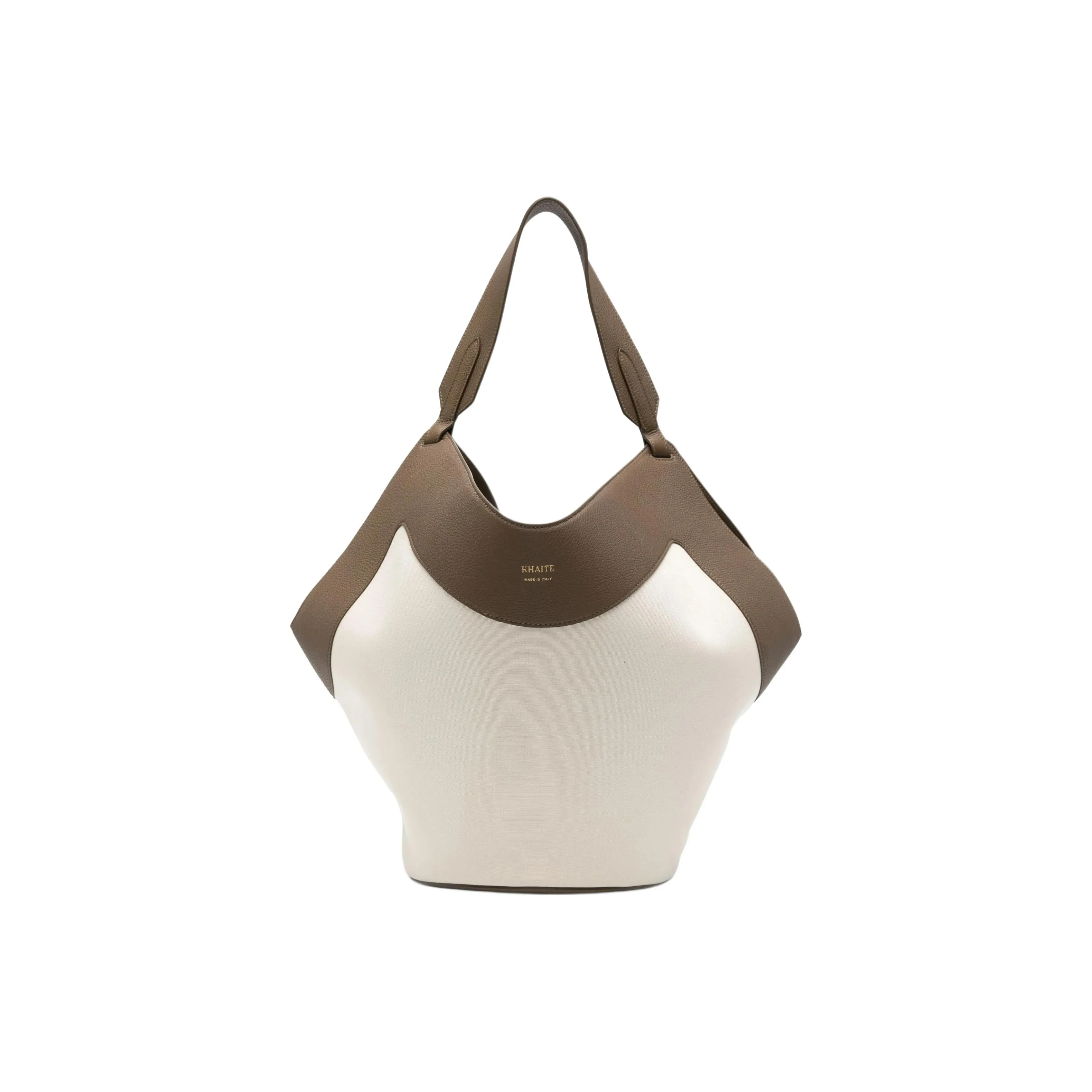 KHAITE Fabric With Calfskin Tote Bag, Shopping Bag, Handbag Medium Size Women's Light Beige