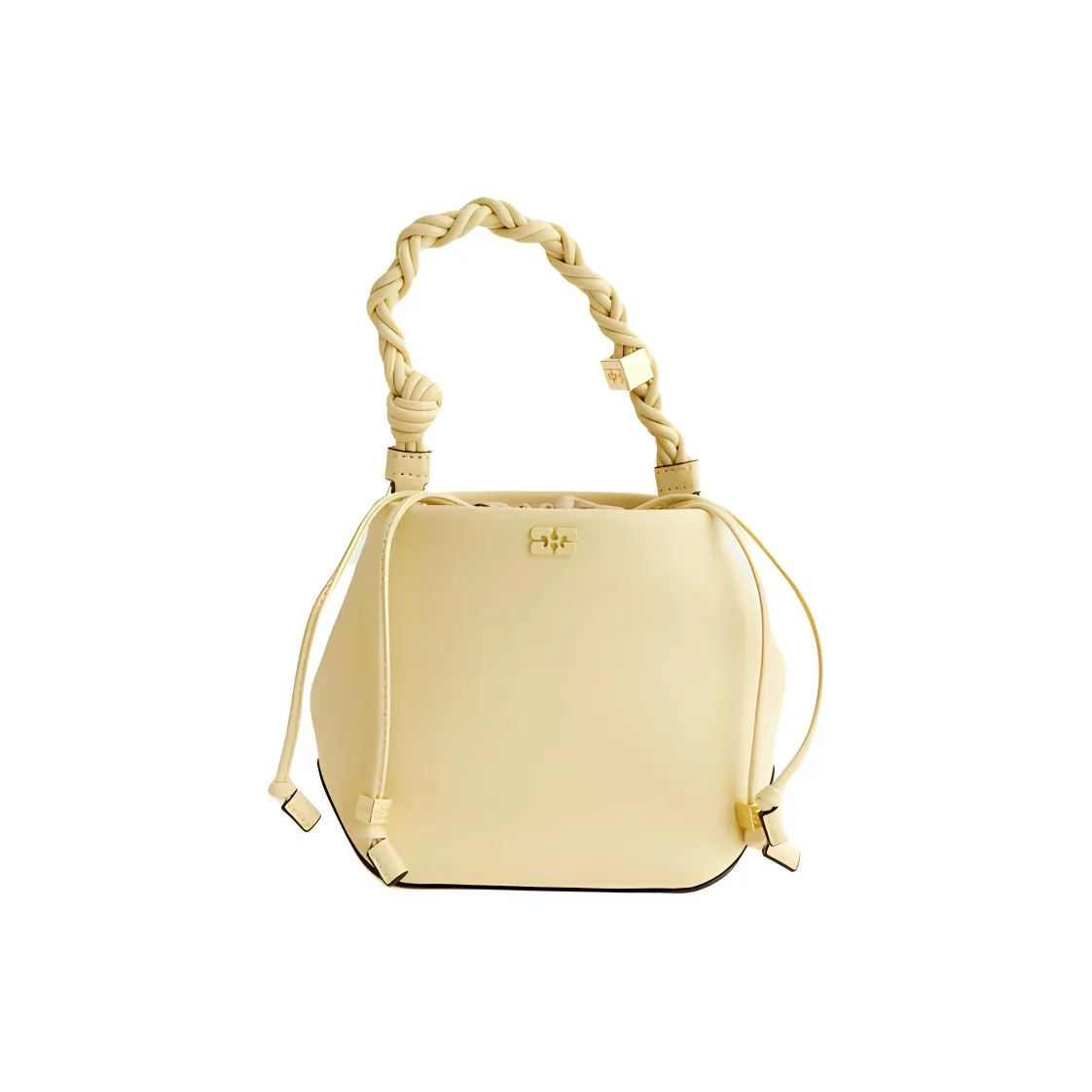 GANNI Переработанная кожа с полиуретаном и полиэстером ведрообразная сумка женская бежевая