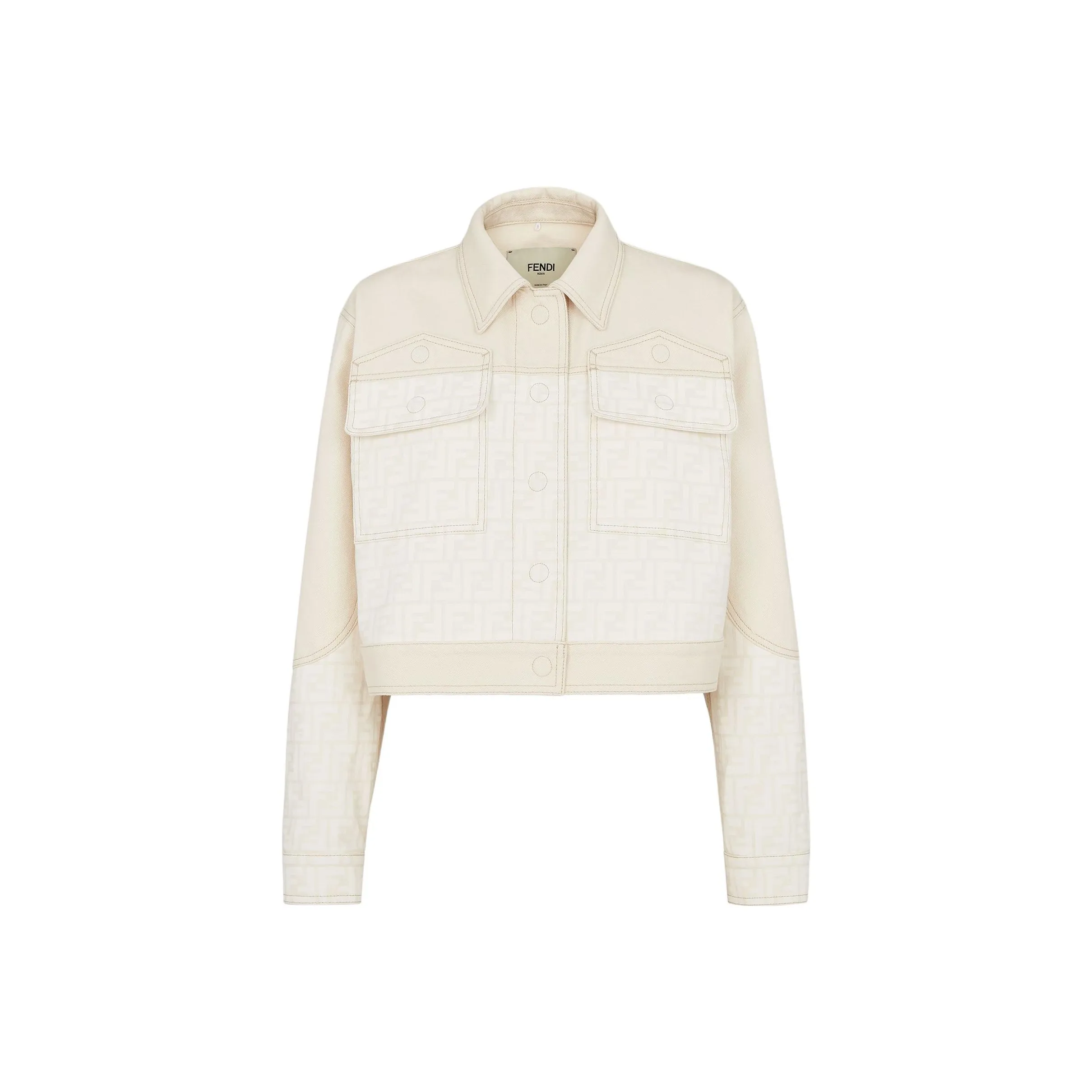 FENDI Ff Jacquard Cropped Denim Jacket
