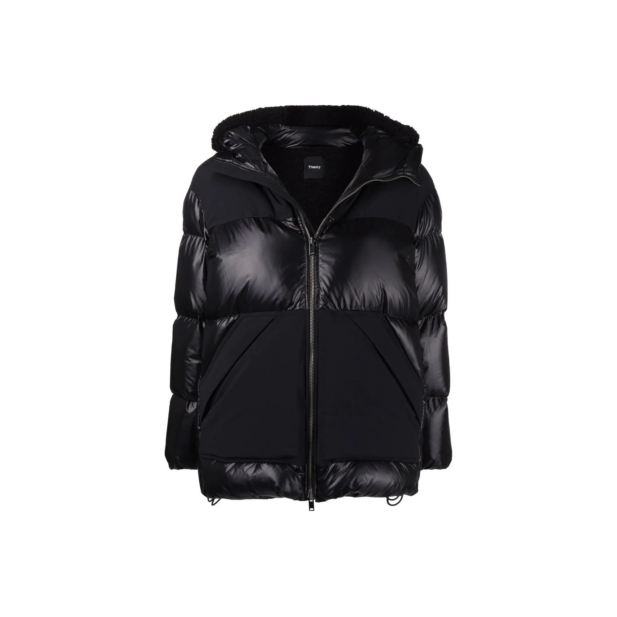THEORY FW22 Solid Color Hooded Fitted Thickened Regular Edition Down Jacket Women's Black
