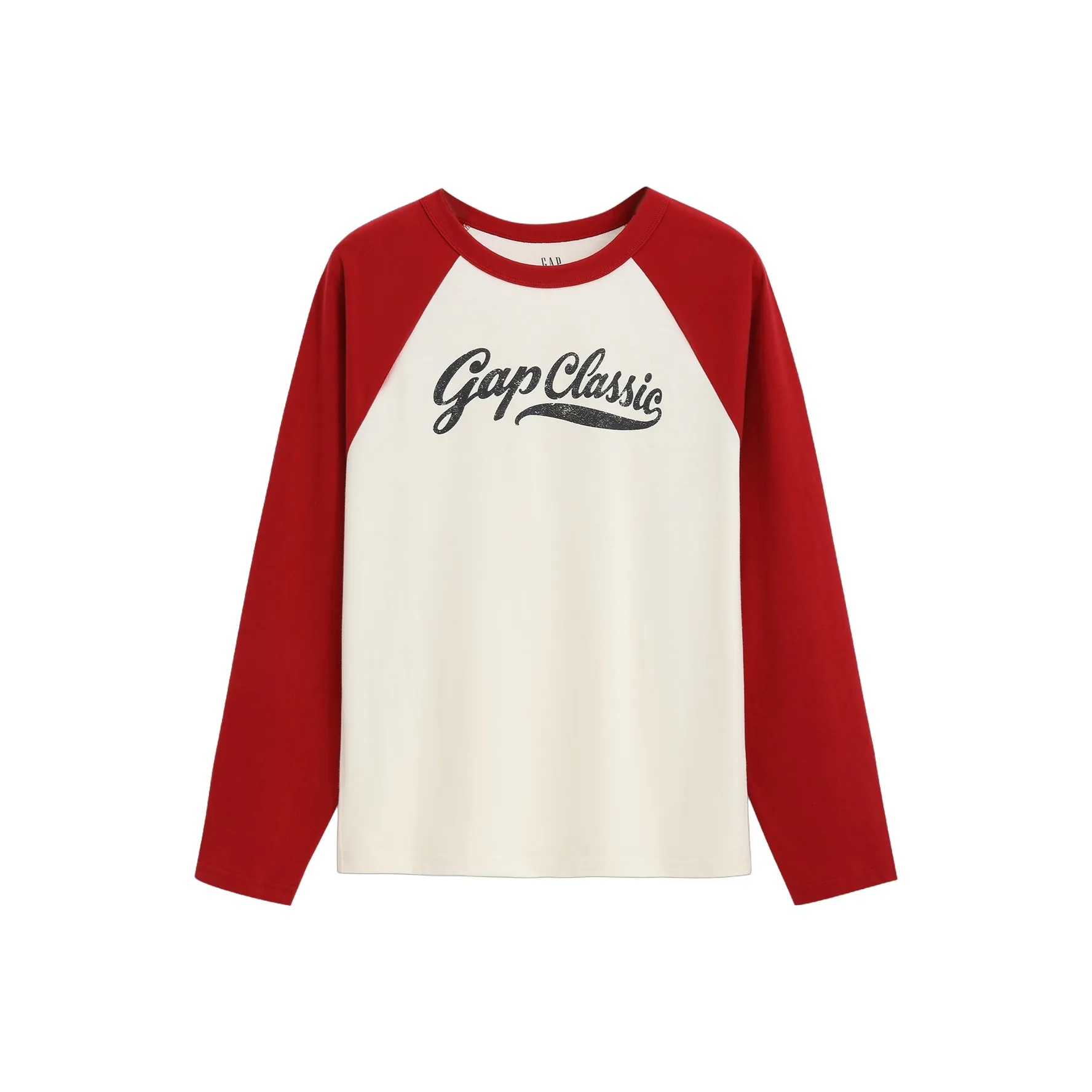 GAP 100% Cotton Print Logo Color Block Raglan Long Sleeved Skin Friendly Top T Shirt Women's