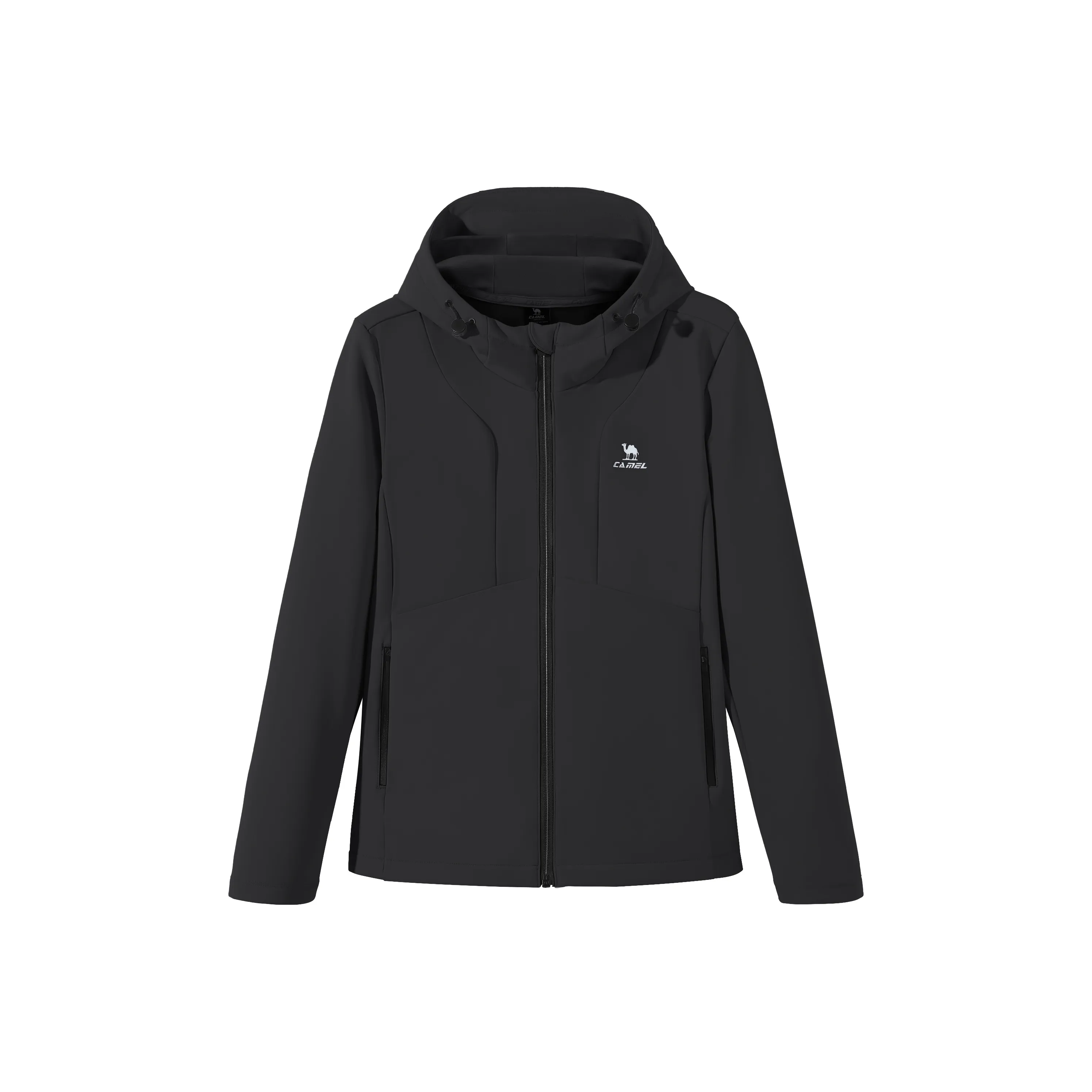 CAMEL Solid Color Fleece Lined Hooded Knitted Fabric Coat Anti Static Casual Versatile Sports Jacket Women's