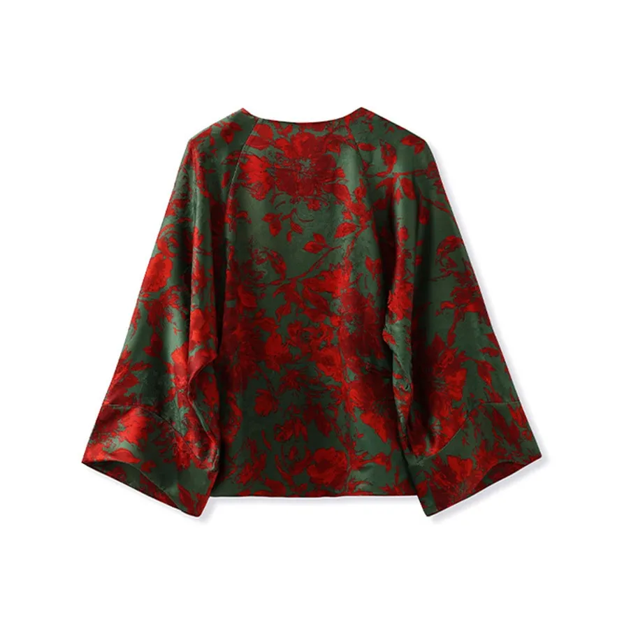 CHARM PICK Рубашка Женская Красная Зеленая С принтом