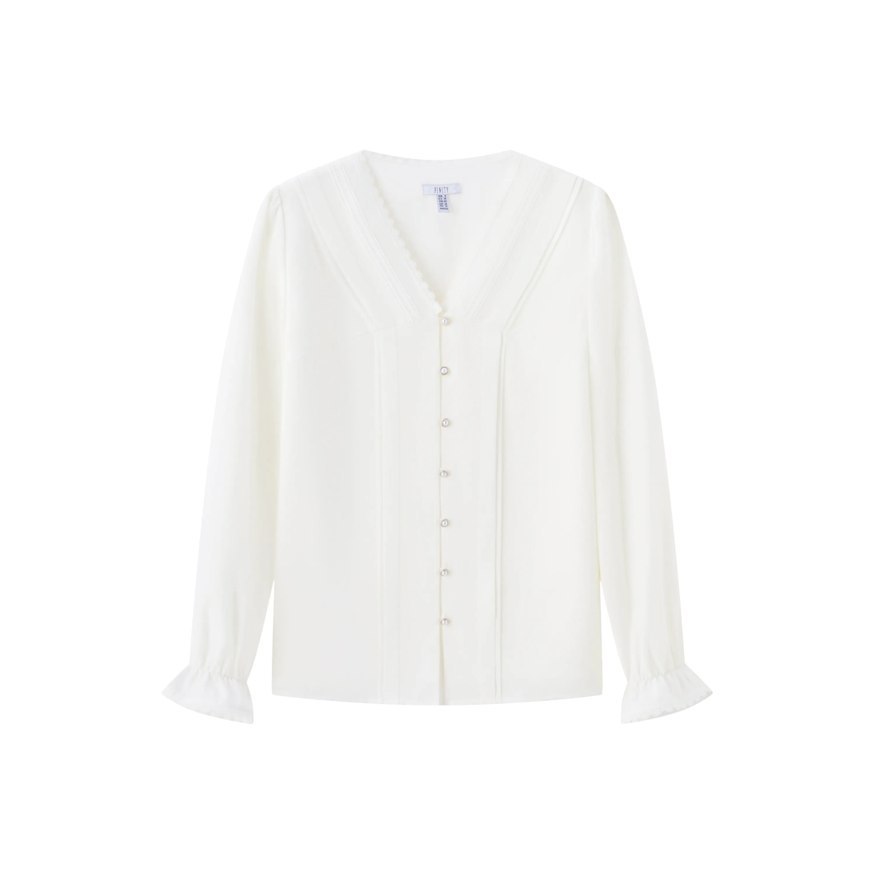FINITY V Neck Chiffon Shirt Women's White