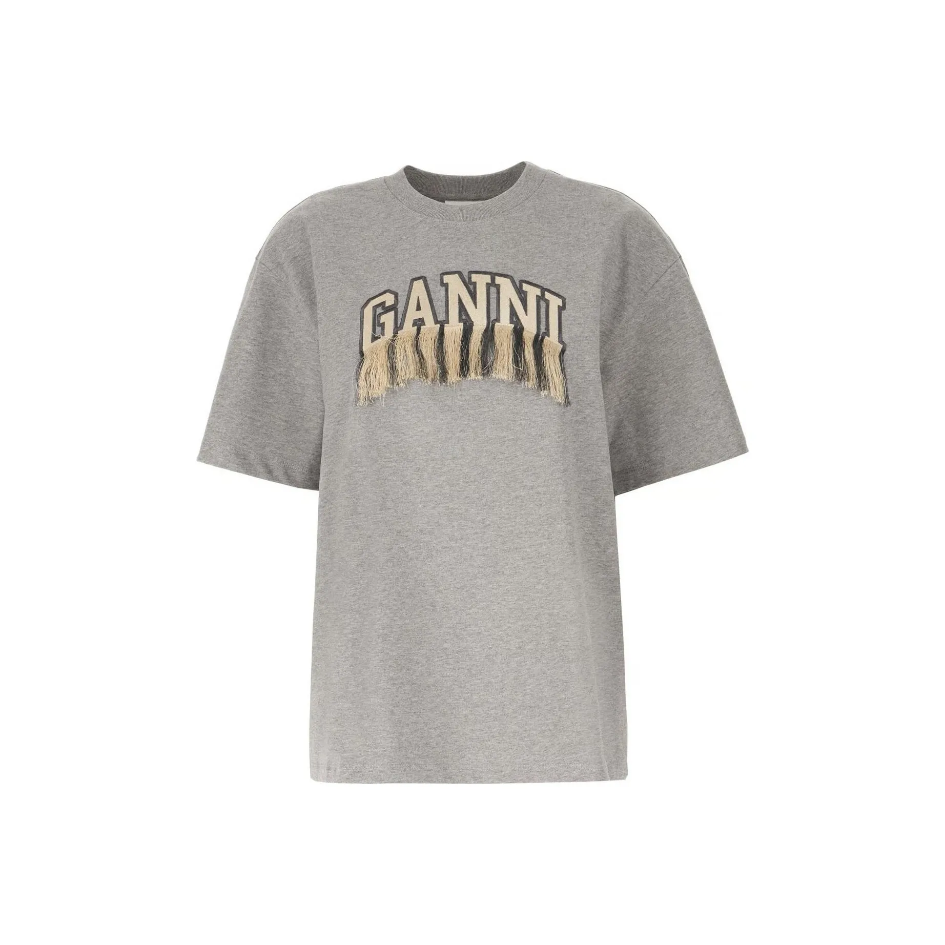 GANNI Drop Shoulder Fringed T Shirt