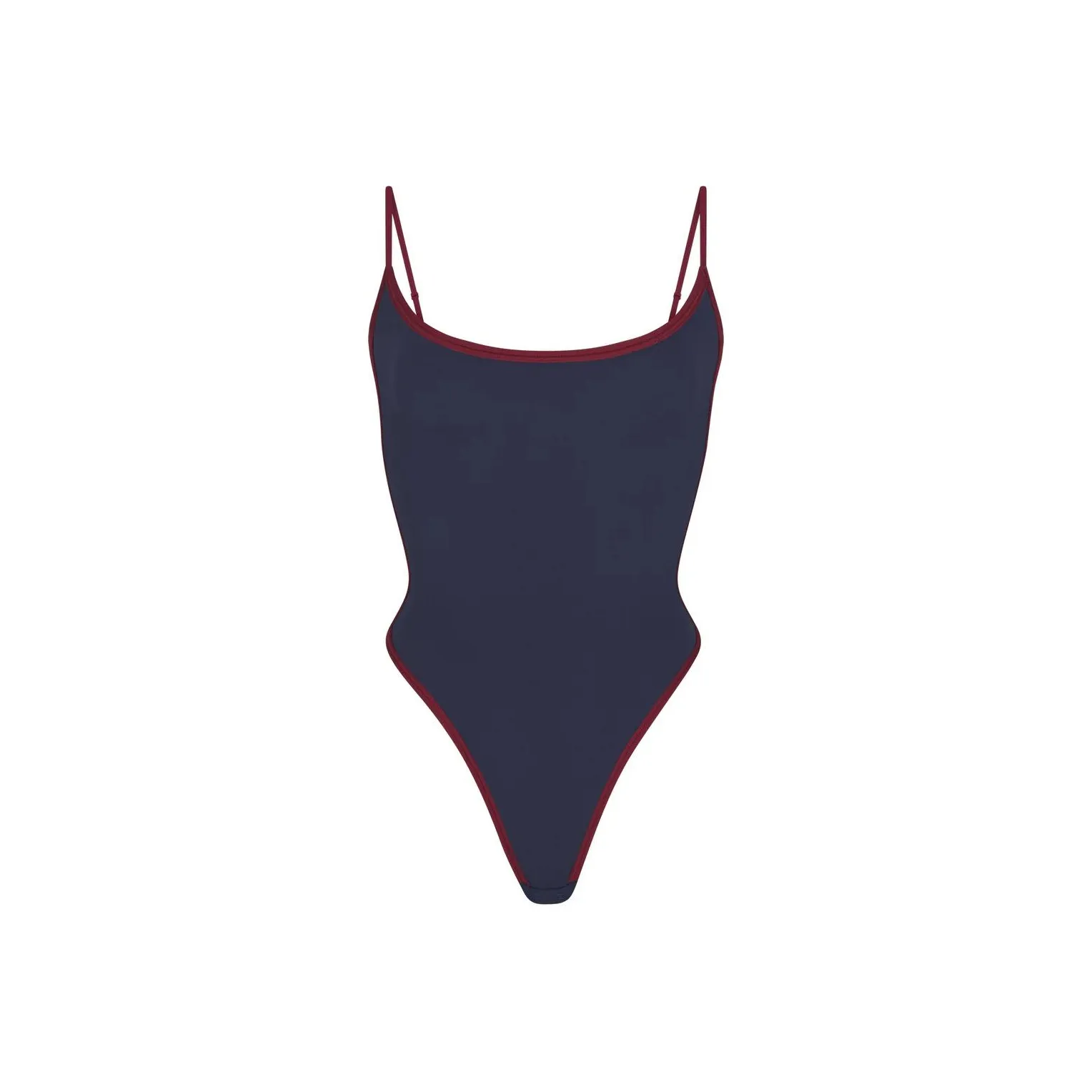 SKIMS FITS EVERYBODY CONTRAST TRIM SCOOP NECK BODYSUIT Bodysuits Women's NAVY/Marine Blue