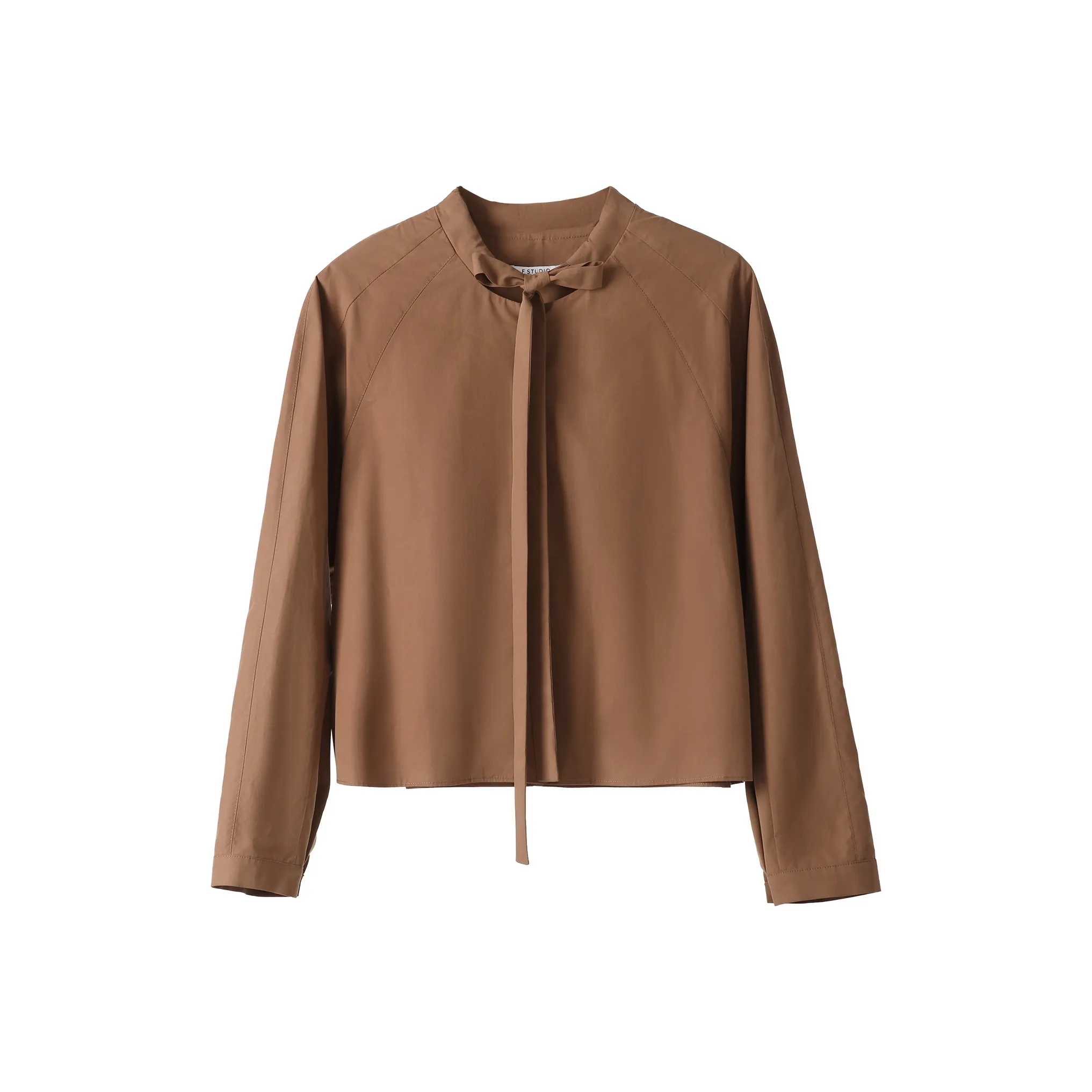 Fstudio Рубашка Vintage Однотонный Бант Длинный Рукав Внутренняя Рубашка Женская Кофейного Цвета
