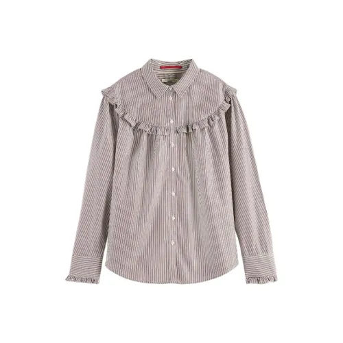 Scotch&Soda Светло-фиолетовые Полосатые Женские Рубашки