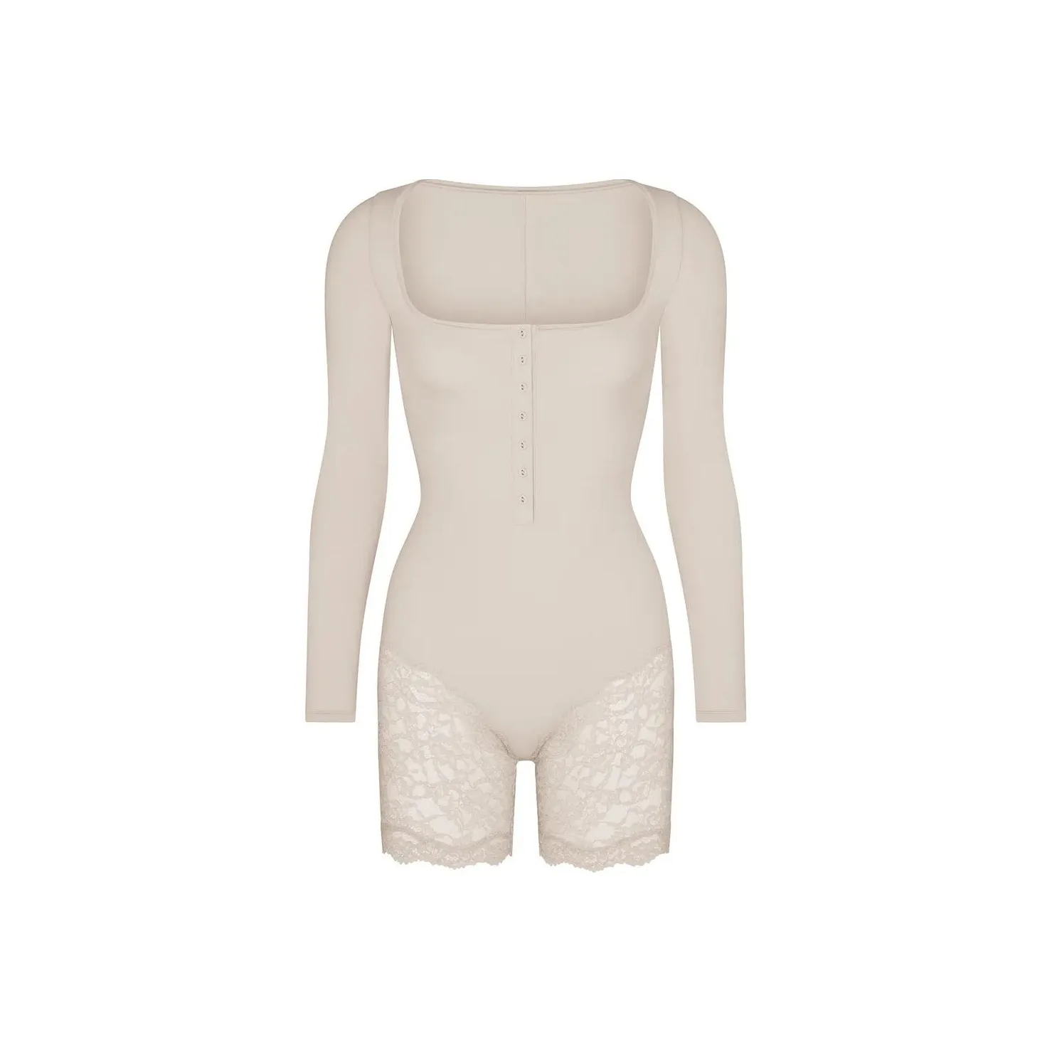 SKIMS FITS EVERYBODY Кружево Длинный рукав Комбинезон Женские Камень Каменный цвет