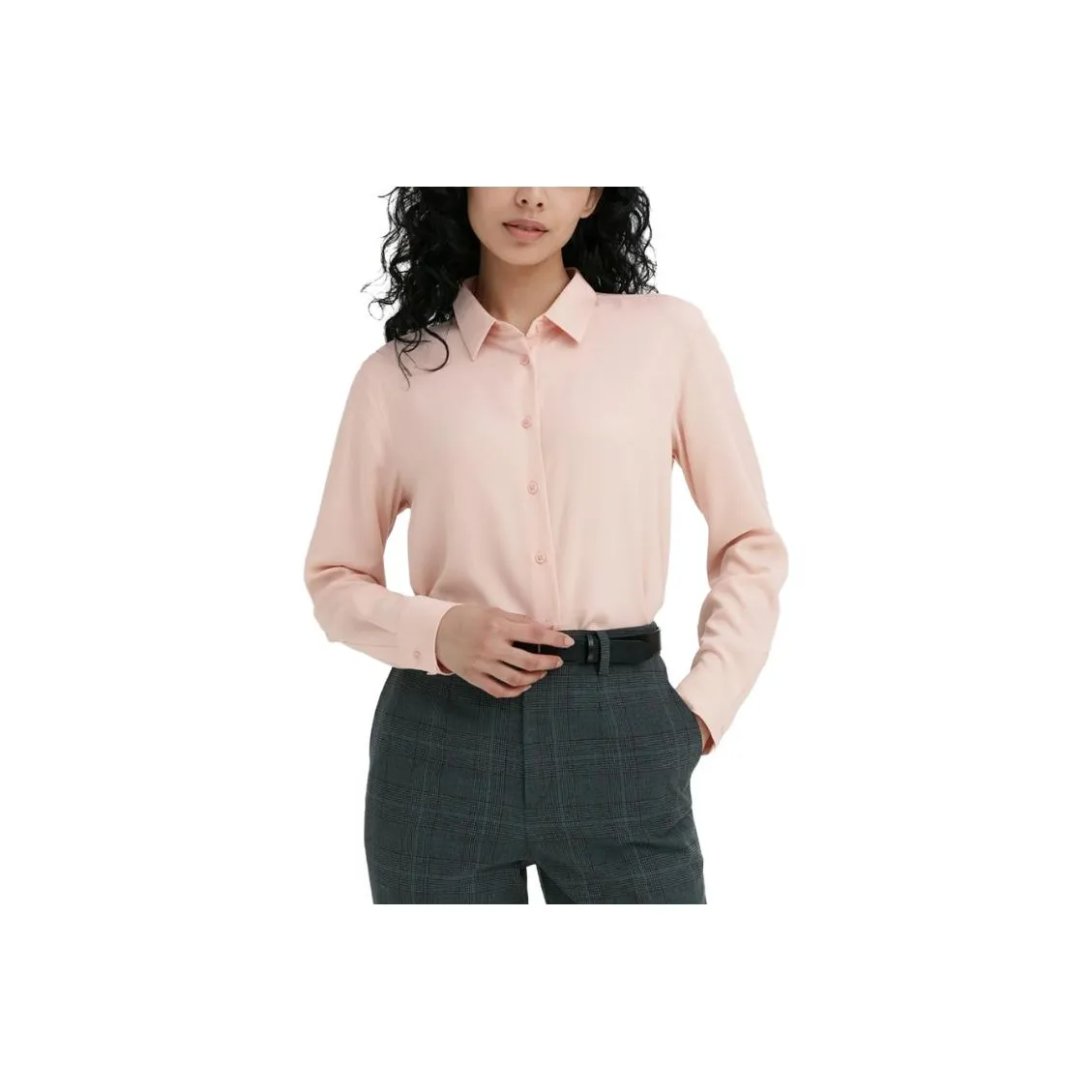 UNIQLO Рубашка Женская Пастельно-Розовая