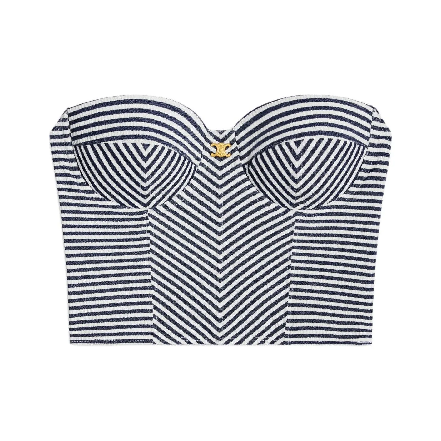CELINE Triomphe Bustier In Striped Jersey