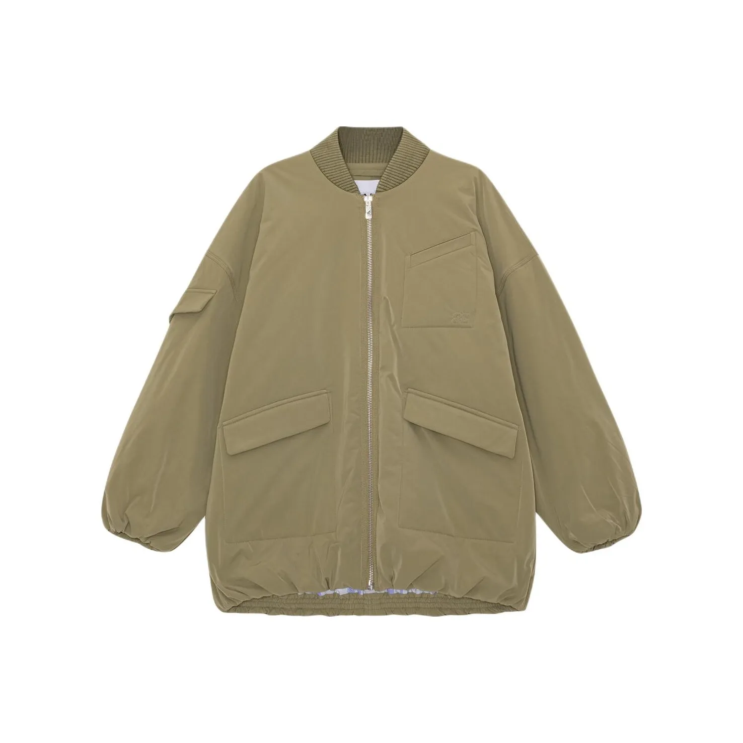 GANNI Green Light Саржа OVERSIZED BOMBER Куртка Куртки Пальто Женские Алоэ вера Цвет