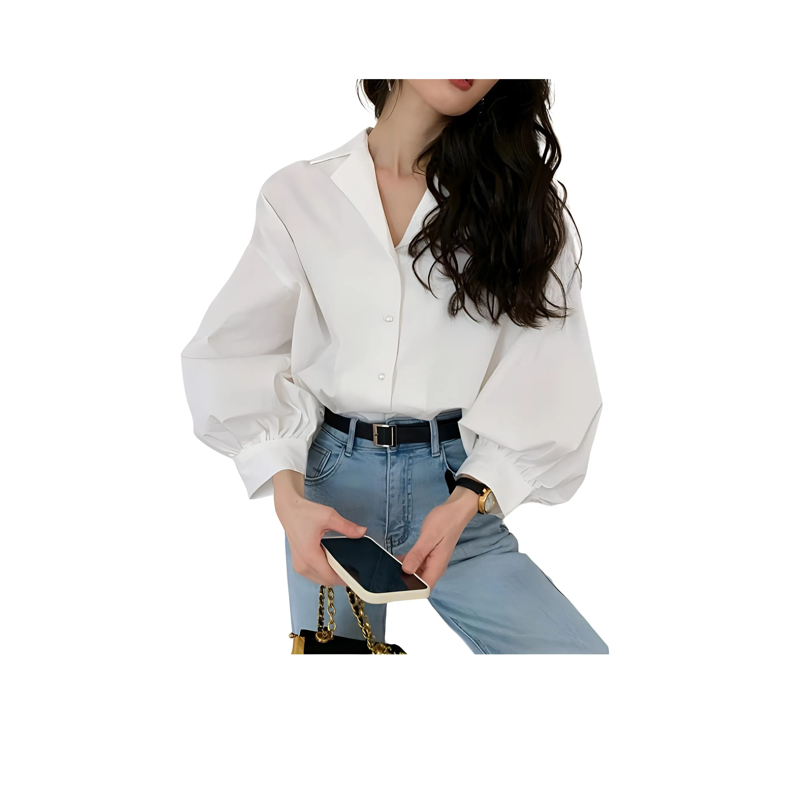 NANING9 Белые Женские Рубашки