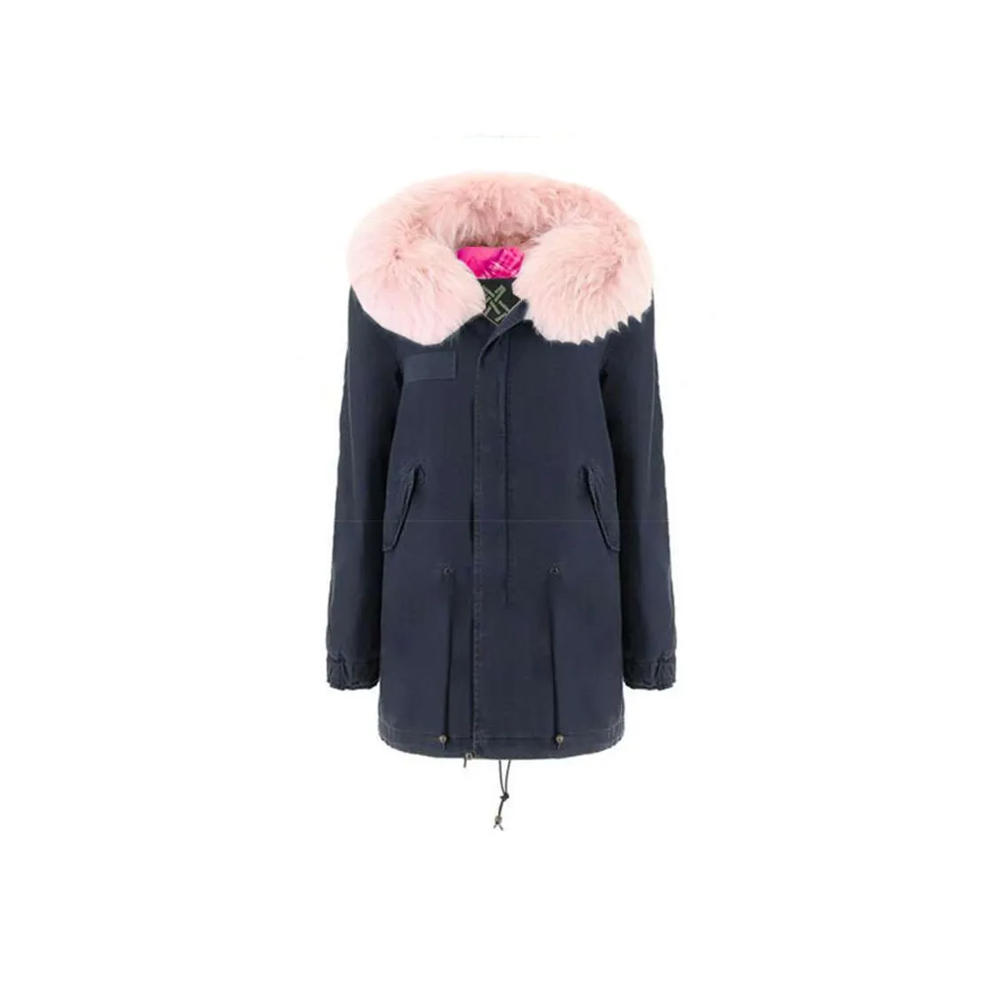 MR&MRS FW22 Hooded Thickened Long Down Jacket Women's Navy Blue