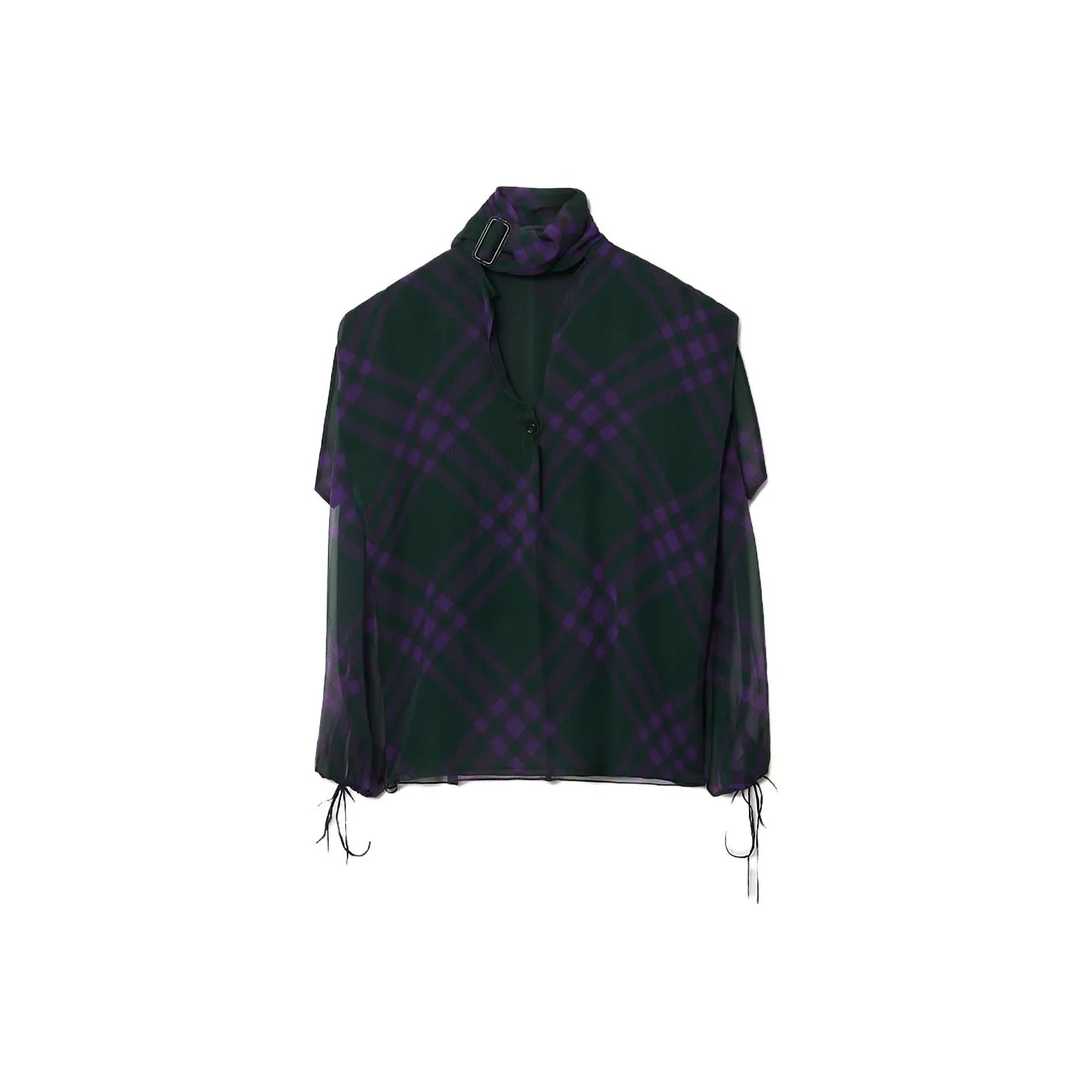 Burberry Check-Pattern Scarf Detailed Blouse