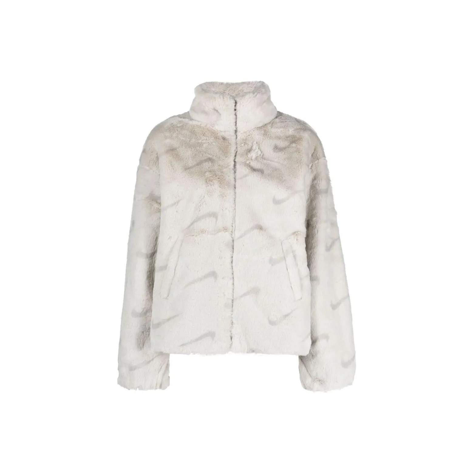 Nike Women's Plush Printed Faux Fur Jacket Light Bone