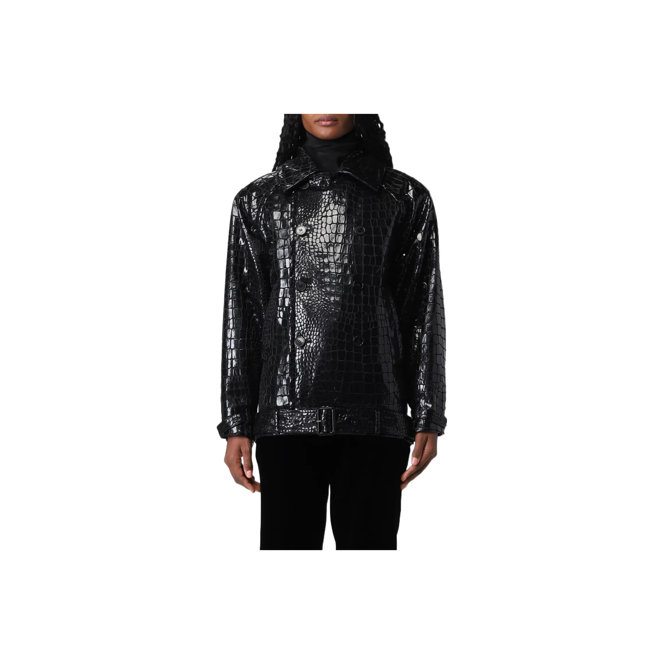 SAINT LAURENT Double-breasted Leather Coat