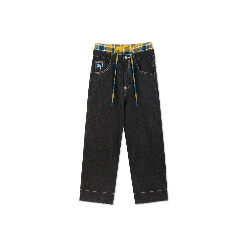MIND ERROR Джинсы Унисекс Черный Желтый Синий Клетка