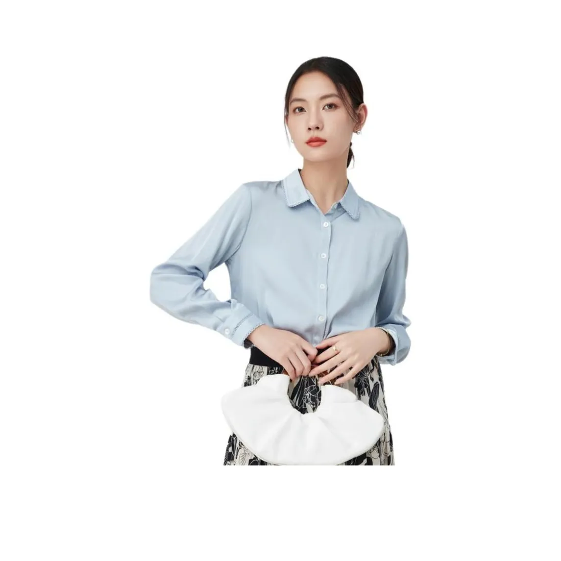 MIHUANG Рубашка Женская Светло-Синяя