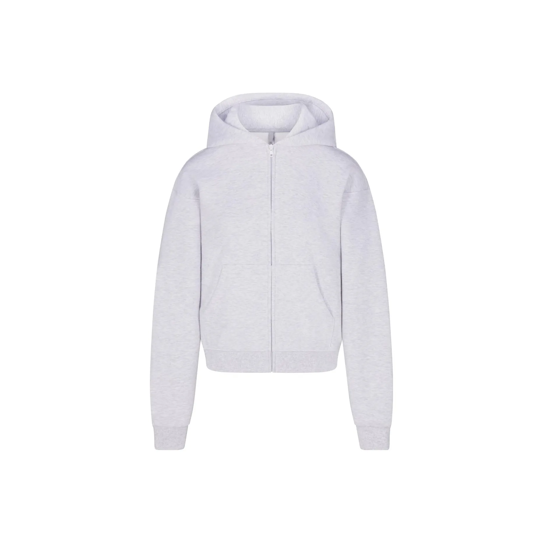 SKIMS COTTON FLEECE CLASSIC ZIP UP HOODIE Sweatshirt Women's Light Heather Grey