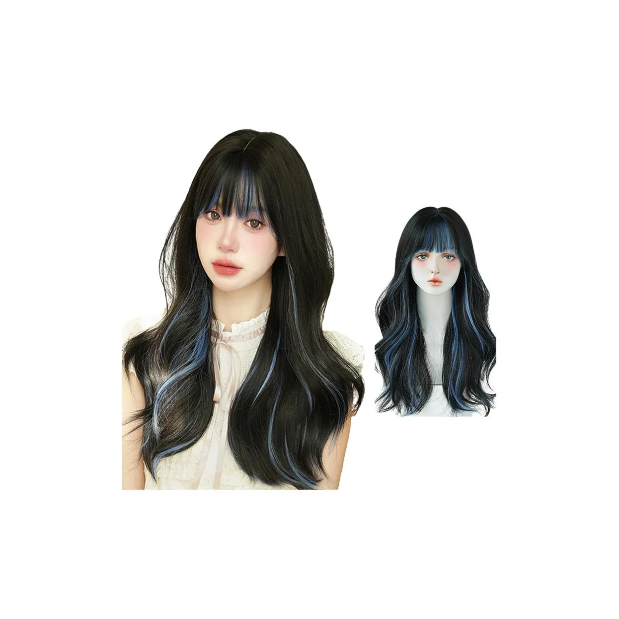 QIJIEHUANGHOU Cool Белый Лунный свет Парики Звездный Синий С подкрученным кончиком