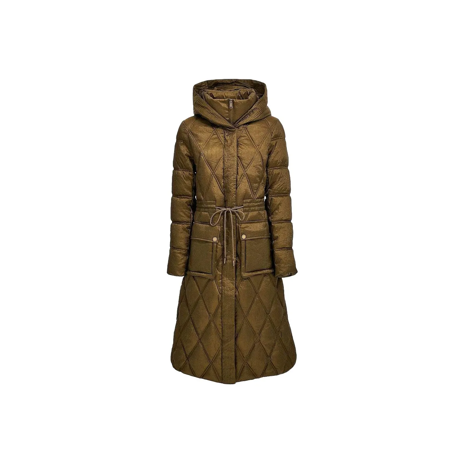 GUESS Quilted Long Puffer Jackets & Coats Women's Brown