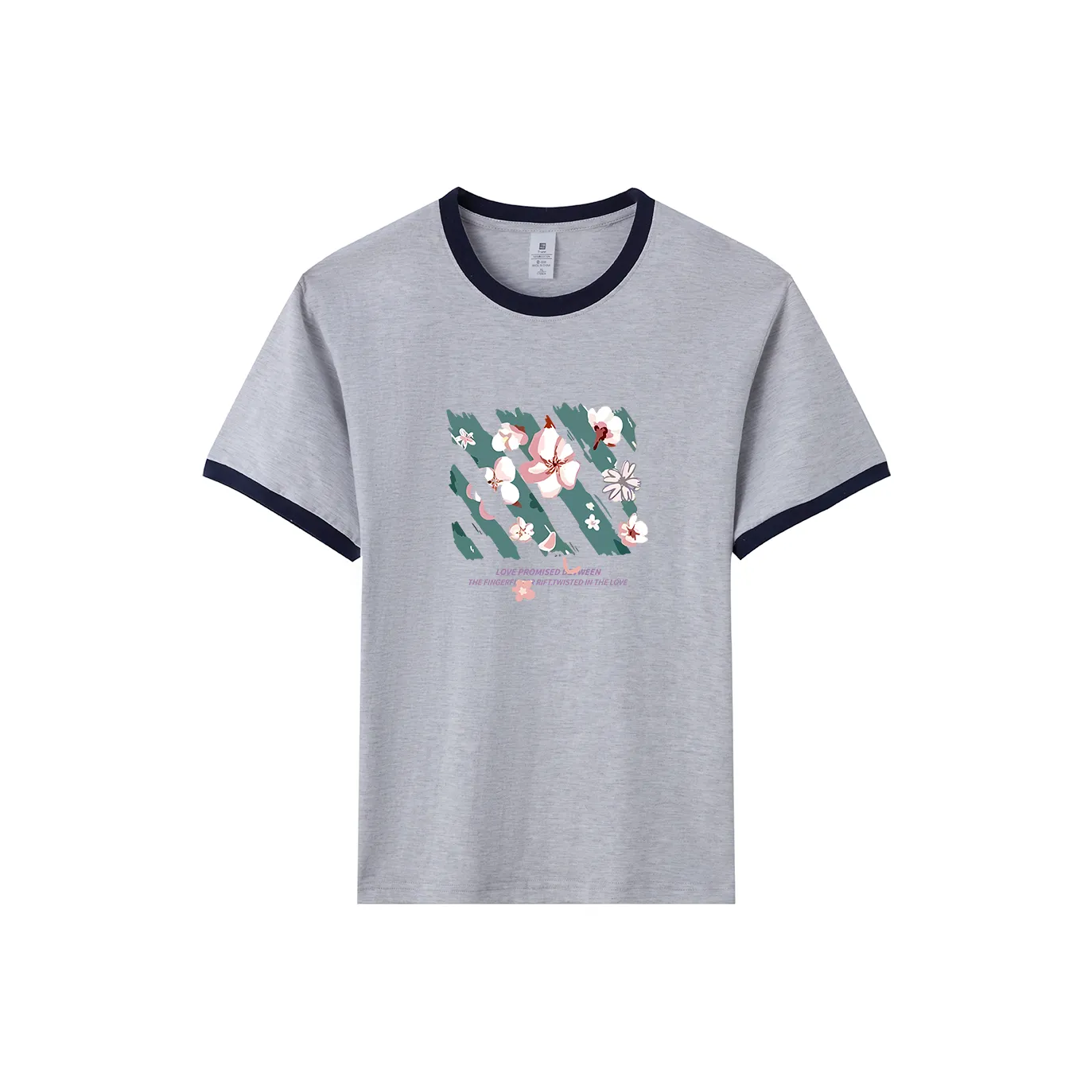 TEME Реглан-рукав T-рубашка Женская Белая и Меланжевый Серый и Темно-Синий