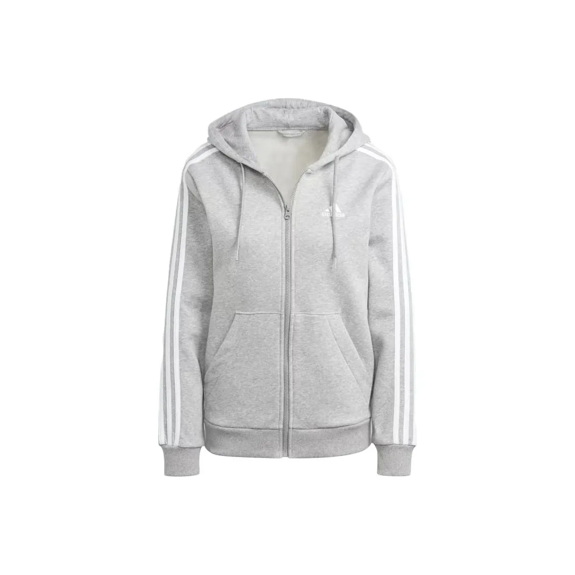 Adidas Free Shipping With AdiClub Essentials 3 Stripes Full Zip Fleece Hoodie