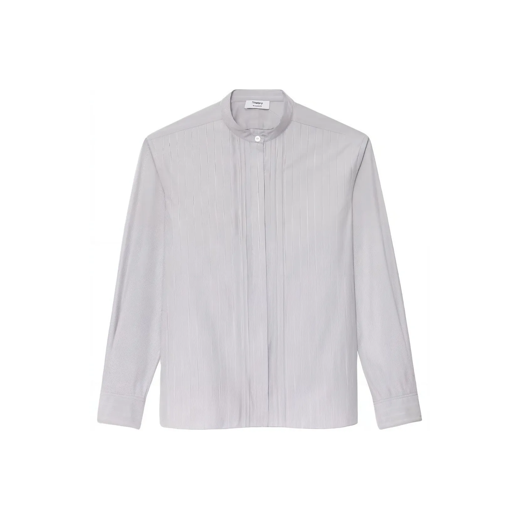 THEORY Pinstripe-pattern Band-collar Shirt
