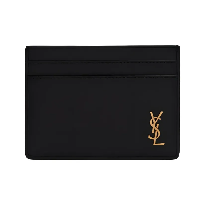 SAINT LAURENT Grain Cow Leather Card Holder Card Holder Regular Women's Black
