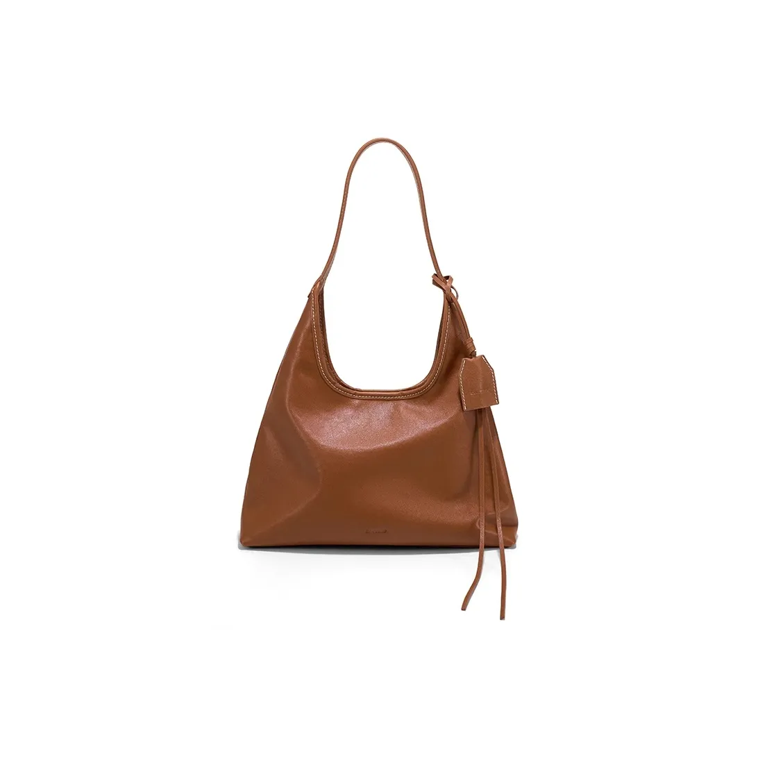 Simedin Первый слой Растительное дубление Коровья кожа Тоут Сумка на плечо Средний Женские Глубокий черный Кофейный коричневый