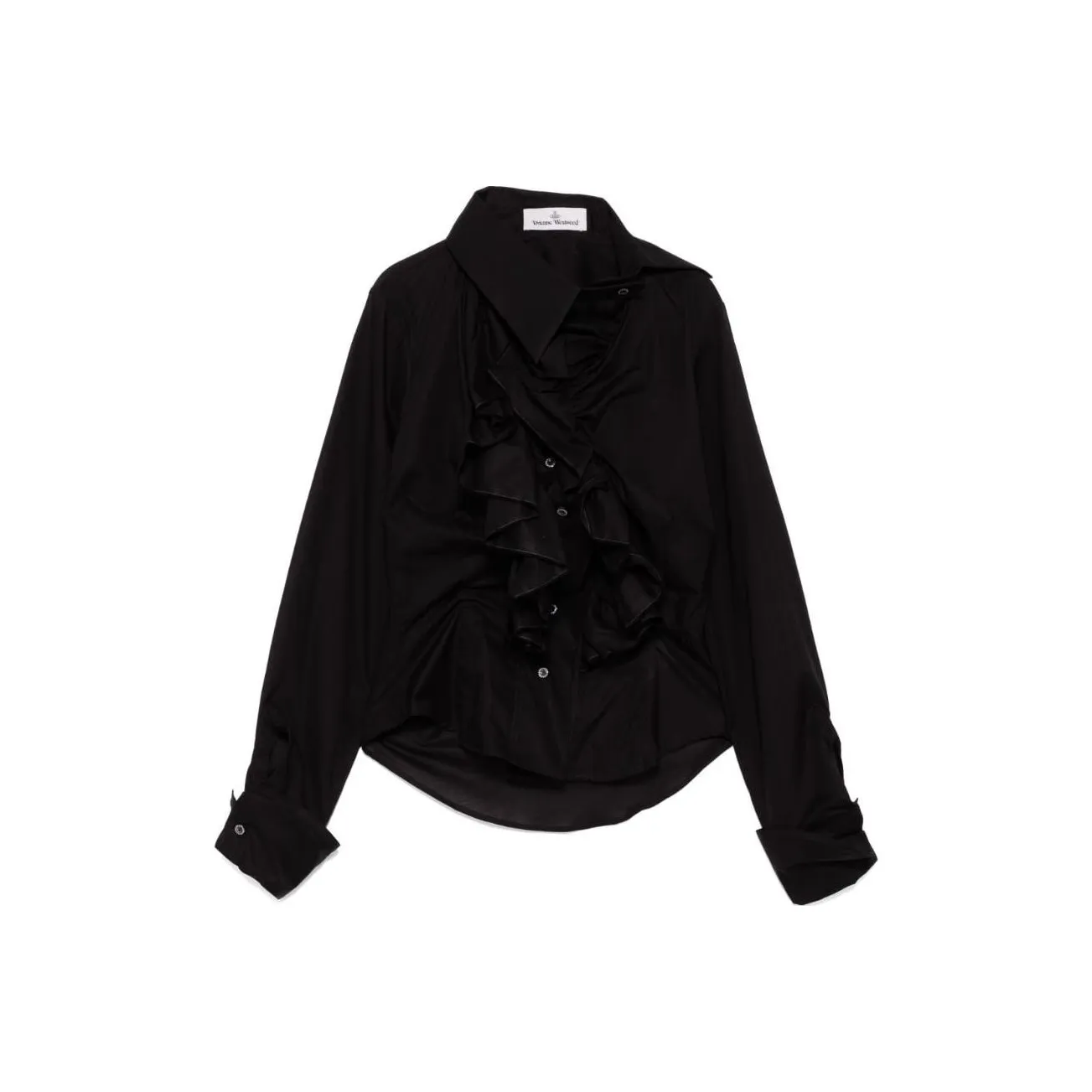 Vivienne Westwood Logo Embroidered Button Up Ruffled Shirt