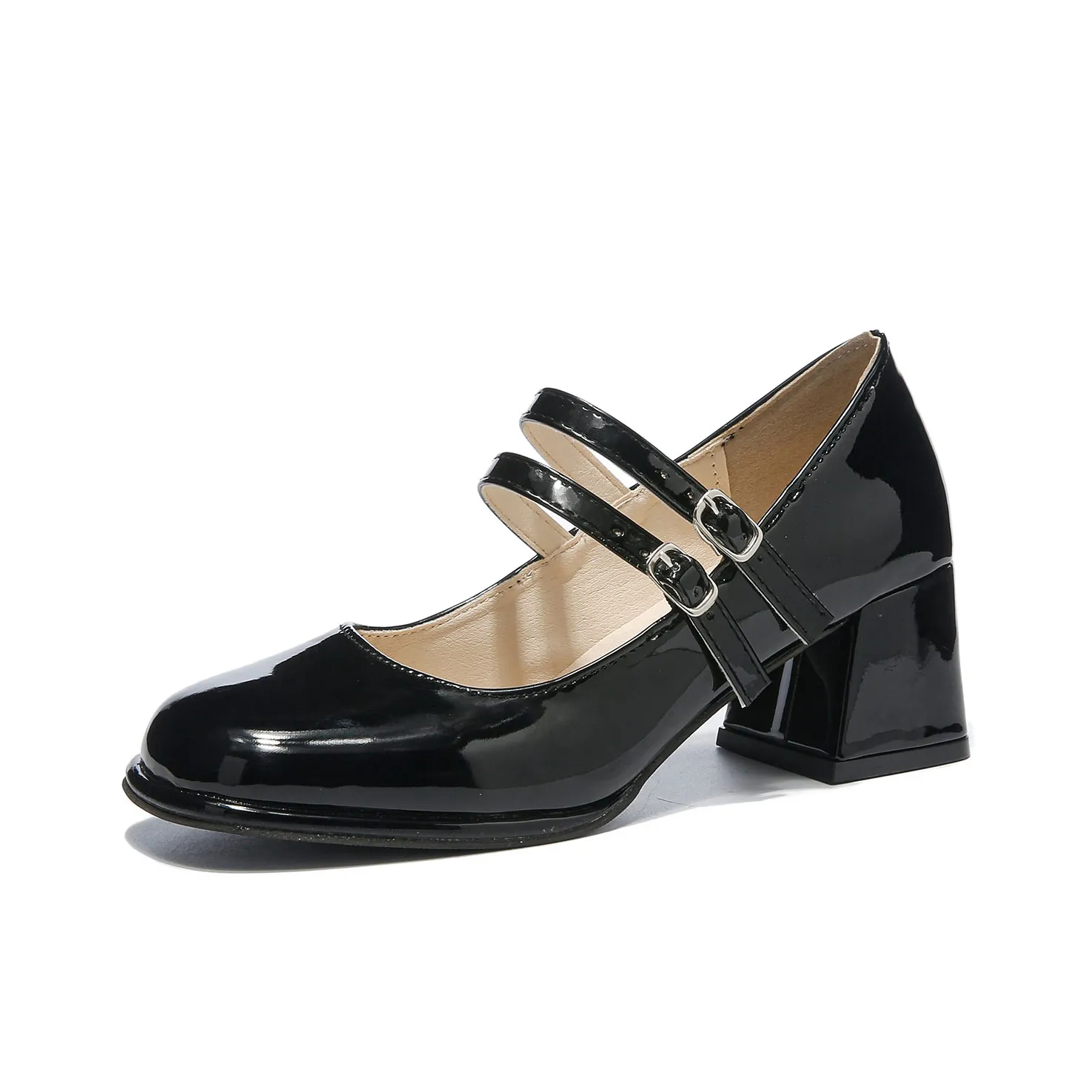 Little Red Man Грубый каблук Туфли Мэри Джейн Женские