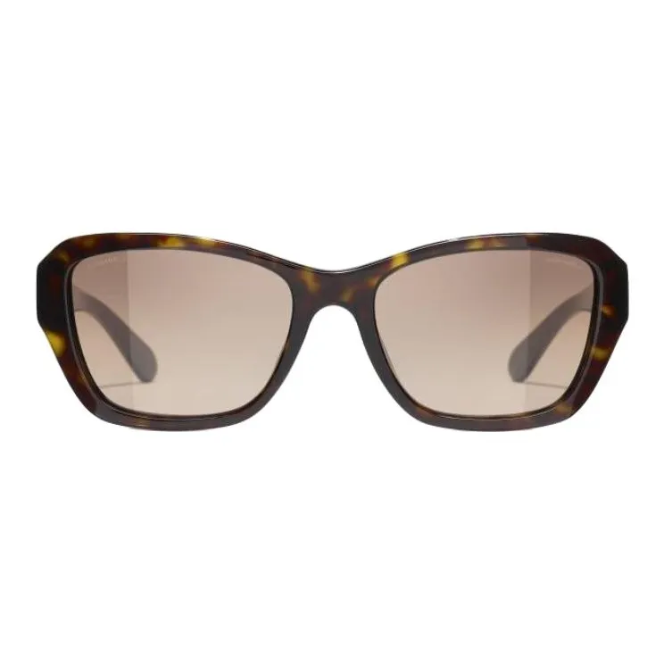 CHANEL Acetate Butterfly Sunglasses Unisex Brown