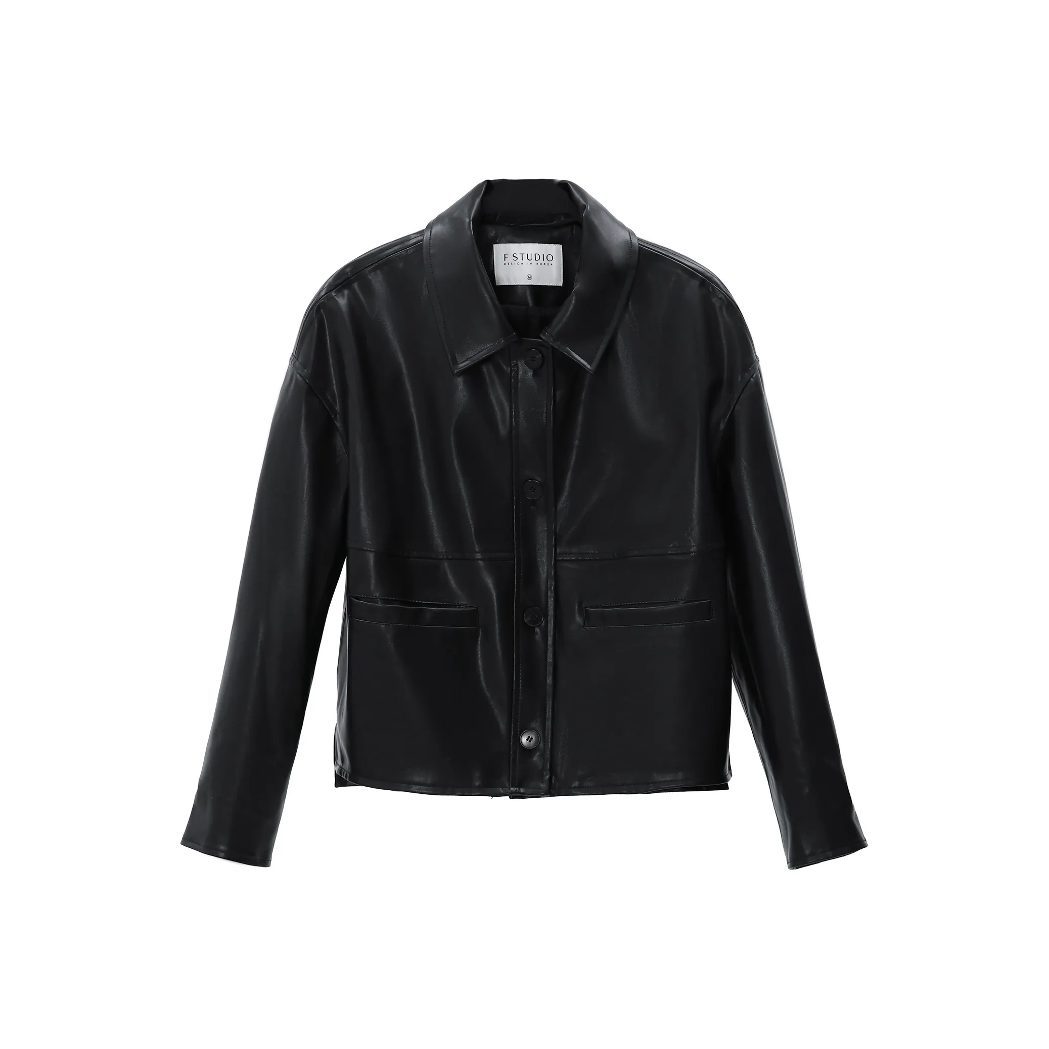 Fstudio PU Leather Jacket Coat Women's Black