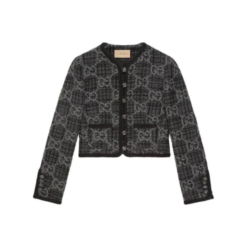 GUCCI Gg Tweed Jacket 'Dark Grey/Multicolor'