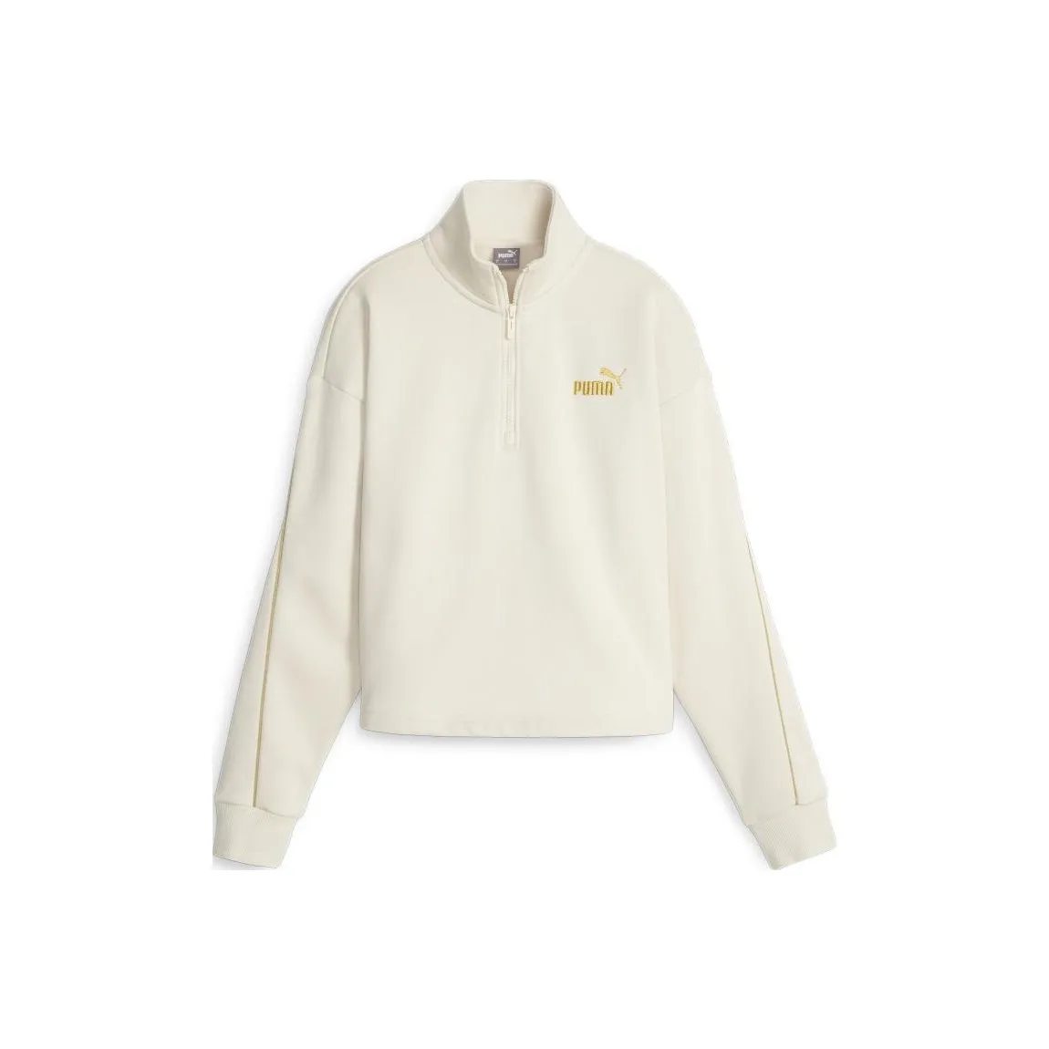 PUMA Essentials+ MINIMAL GOLD Полузастежка Средний воротник Флис Толстовка Женская Белая