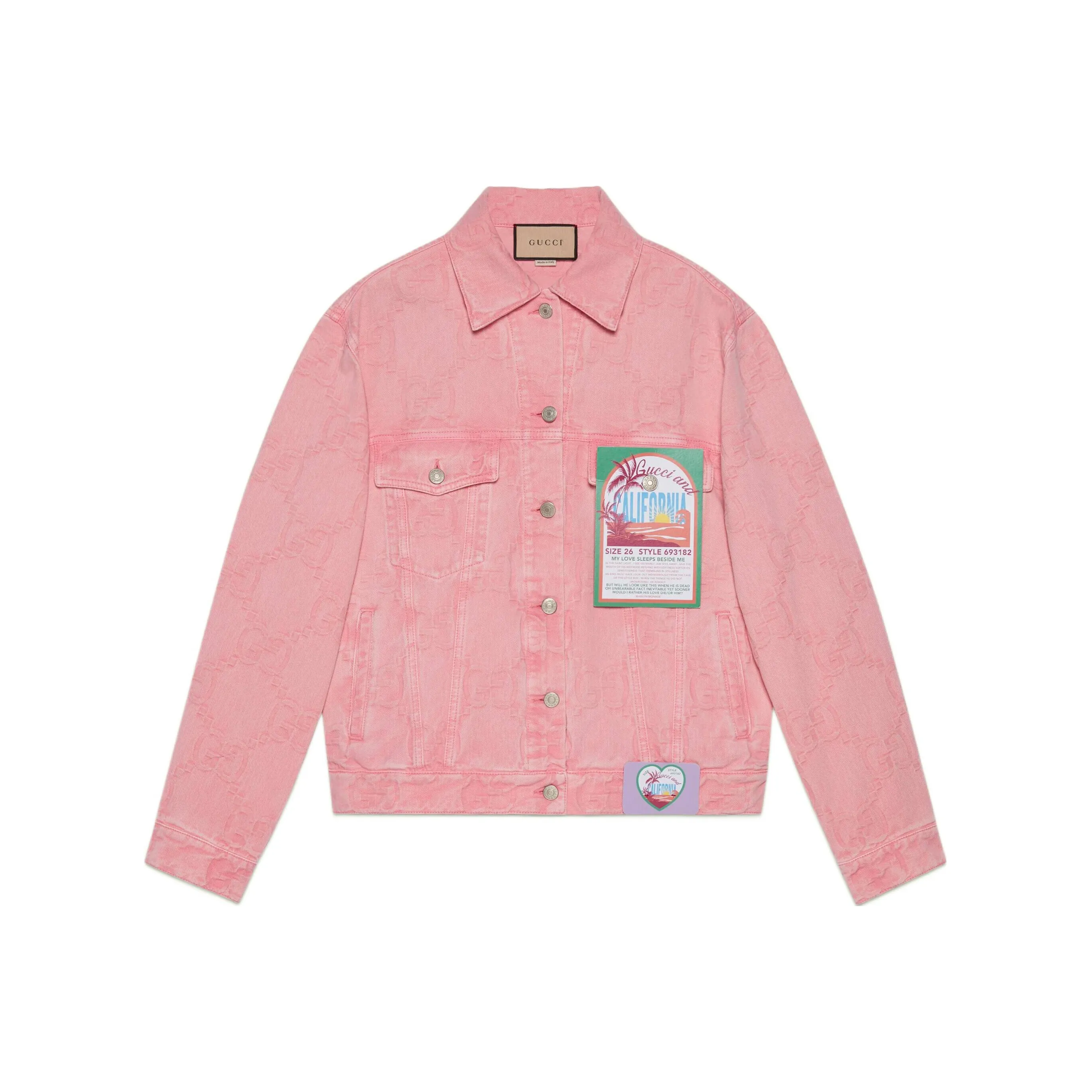 GUCCI California Gg Supreme Pattern Denim Jacket Pink