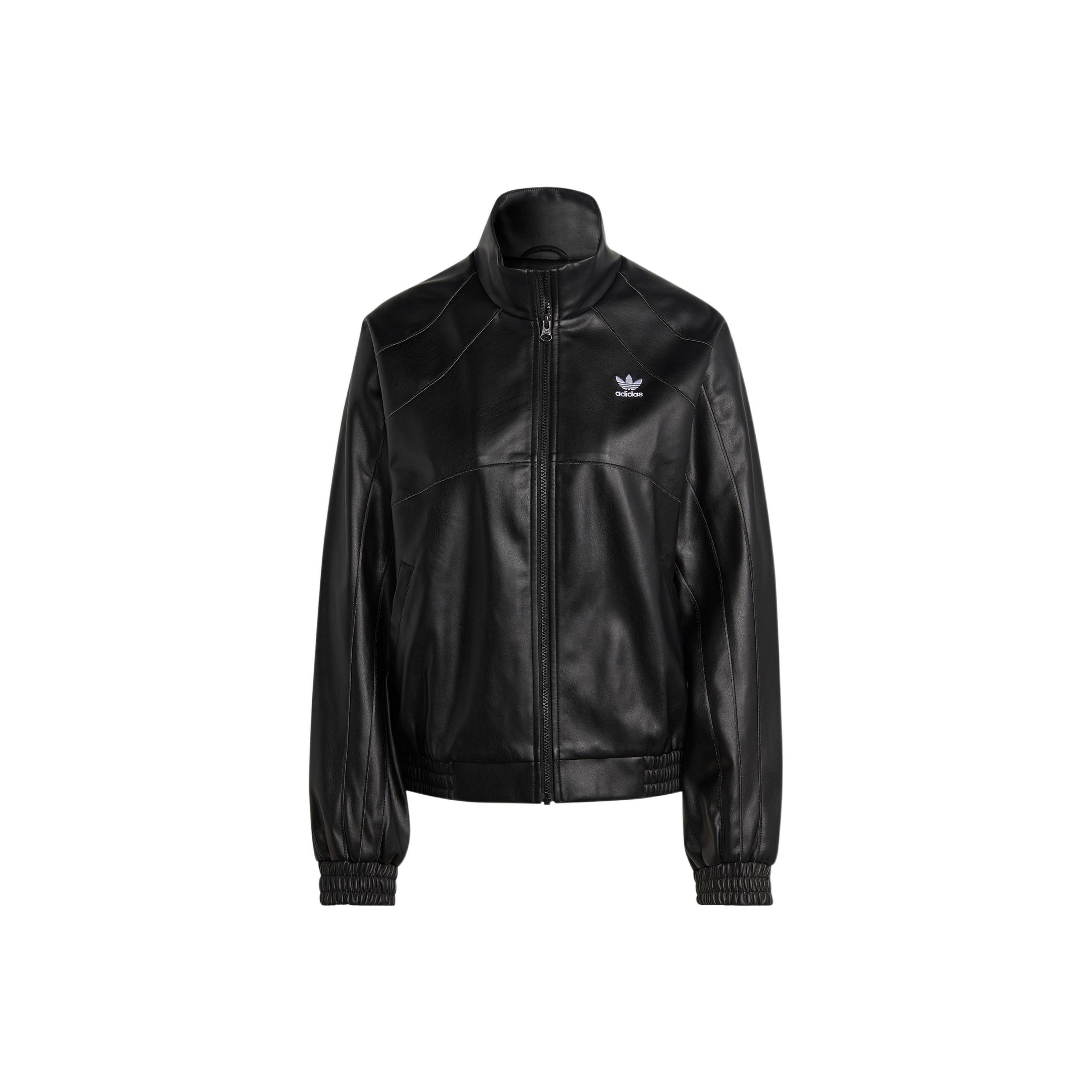 adidas FAUX LEATHER JACKET ブラック Adidas Originals Faux leather track jacket | The Fashion Square