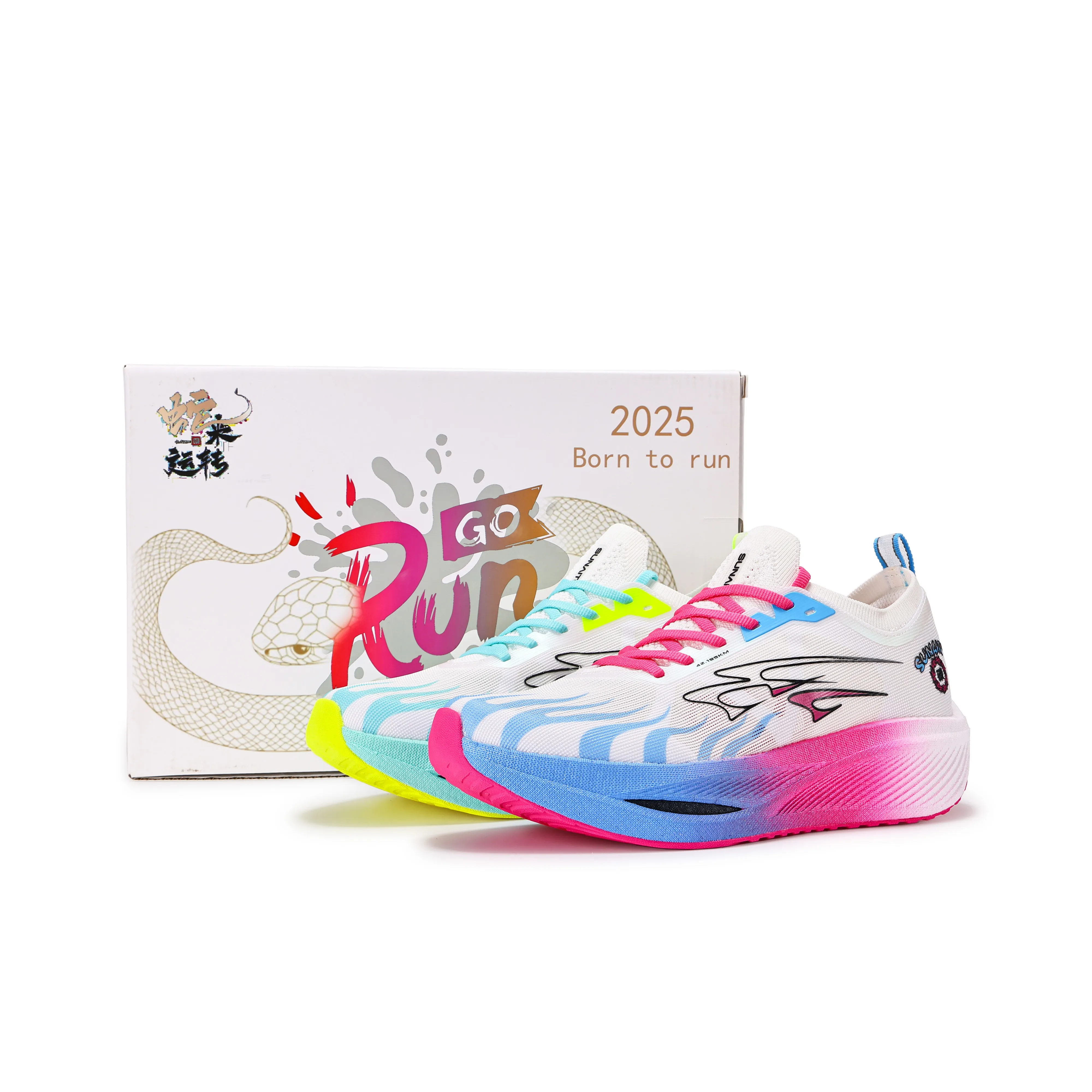 SUNAITU Беговые кроссовки Низкий топ Розовый зеленый Несовпадающий Персик Swift Shadow Унисекс