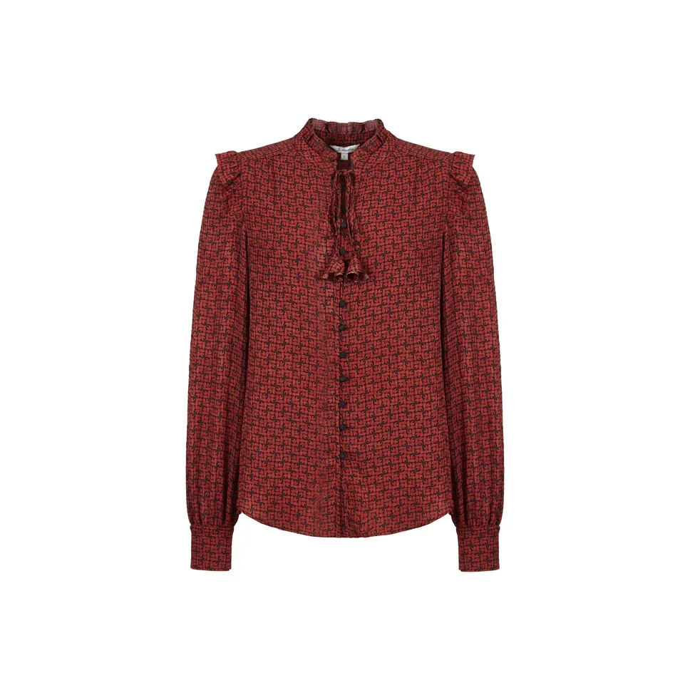 JZ. ANNAKRO Рубашка Женская Цветочная Бордовая