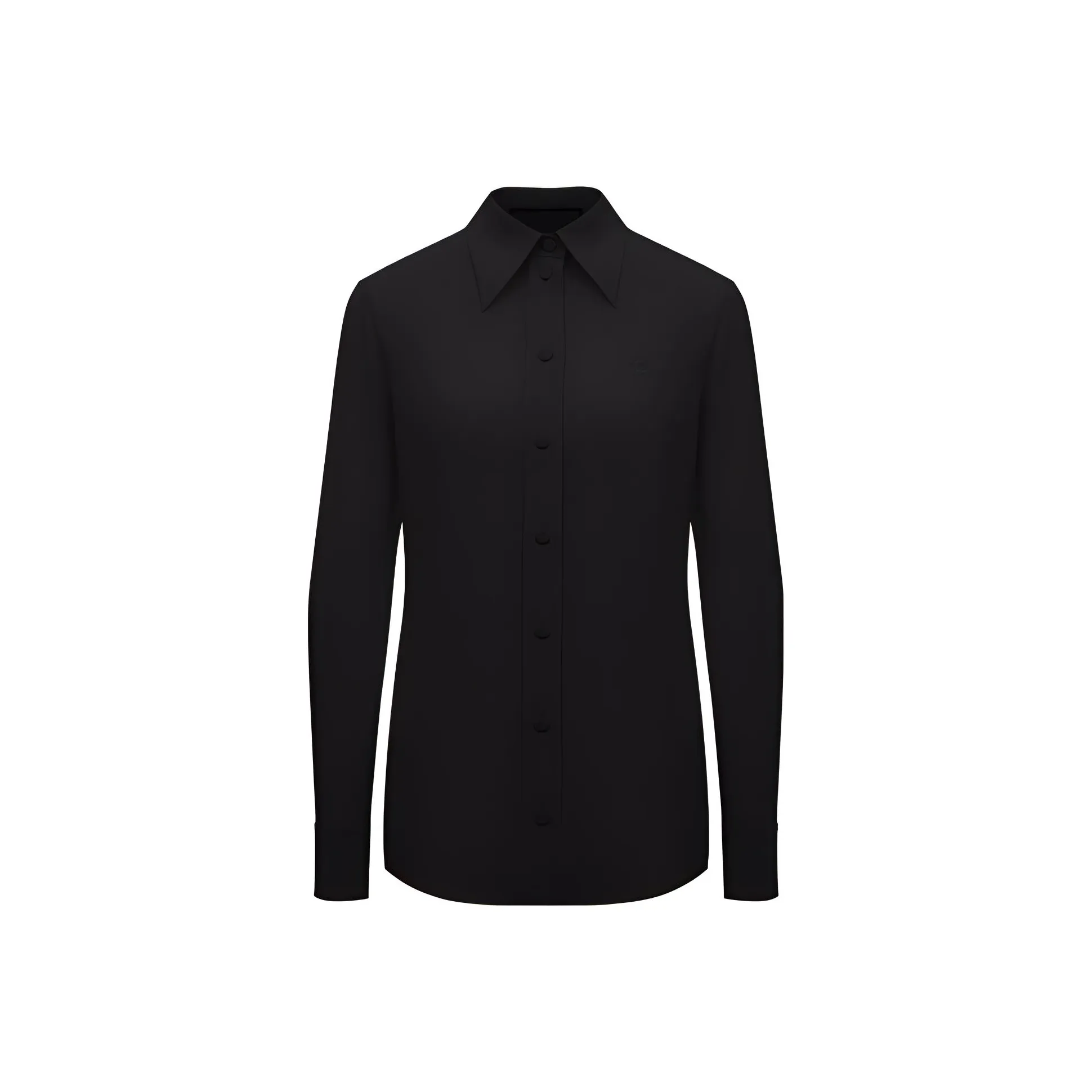 GUCCI Embroidered Logo Long Sleeve Blouse Black
