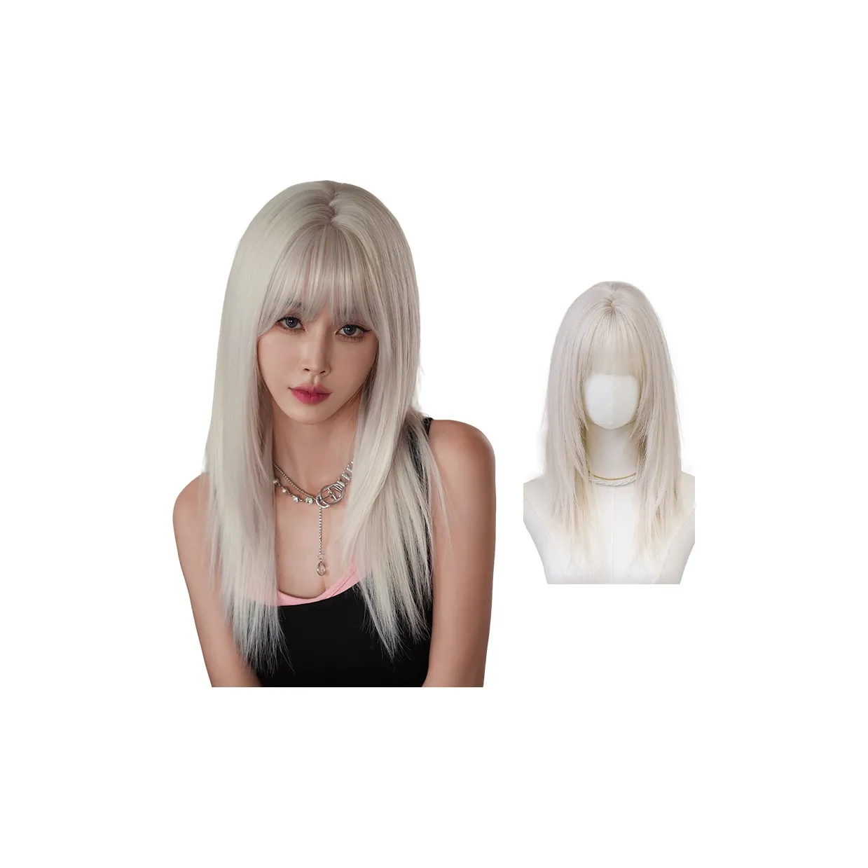 QIJIEHUANGHOU Кислород Forest Длинный Straight Парики Серебристо-белый