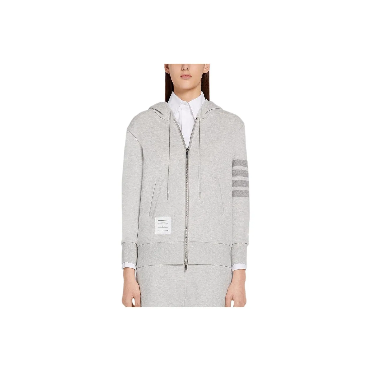 THOM BROWNE 4 Bar Striped Zipped Hoodie