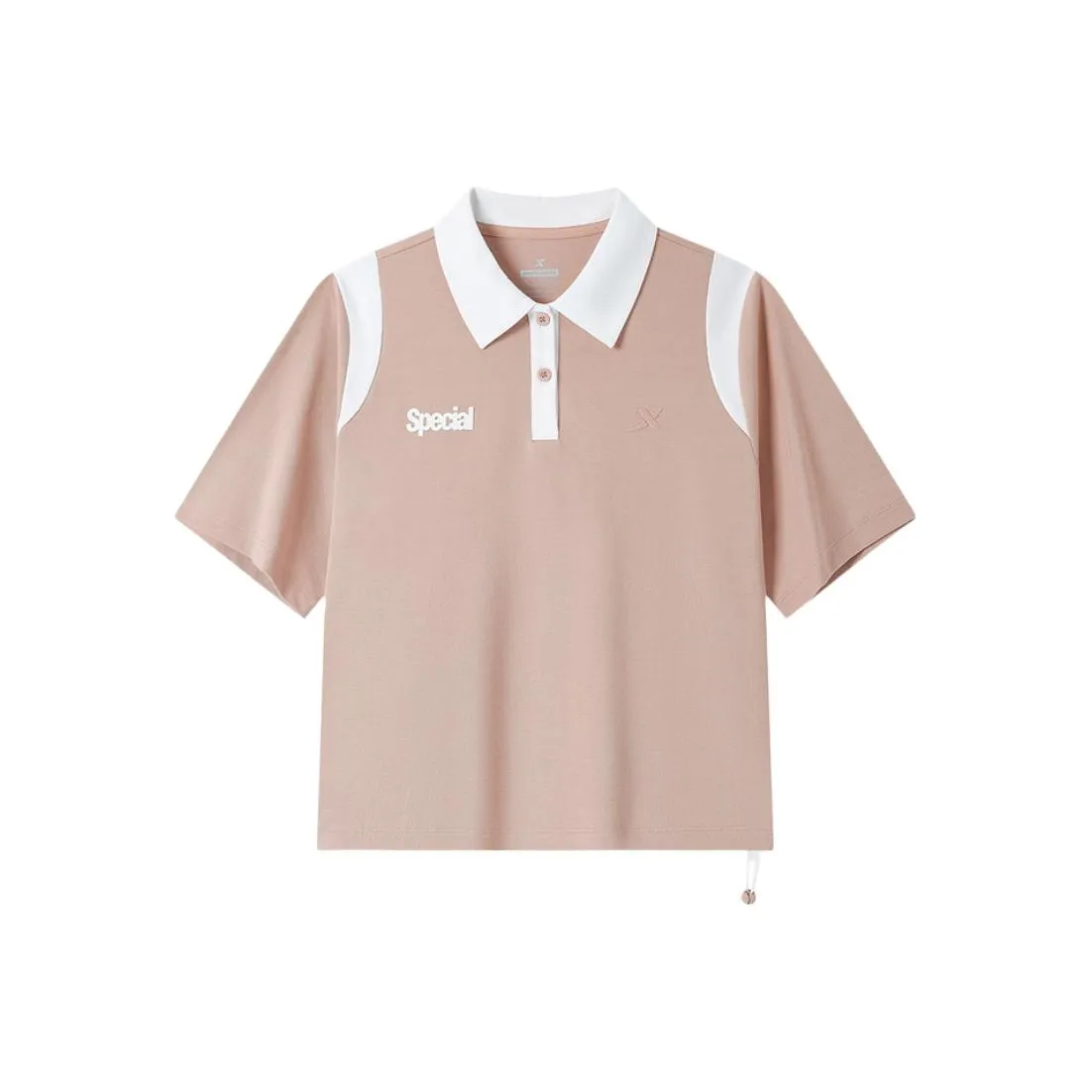 XTEP Polo Shirt Women's Vermilion Tube Pink/Pearl White