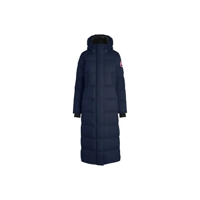 Canada Goose Armstrong Series Solid Color Hooded Long Down Jacket Women's Cerulean Ocean Blue