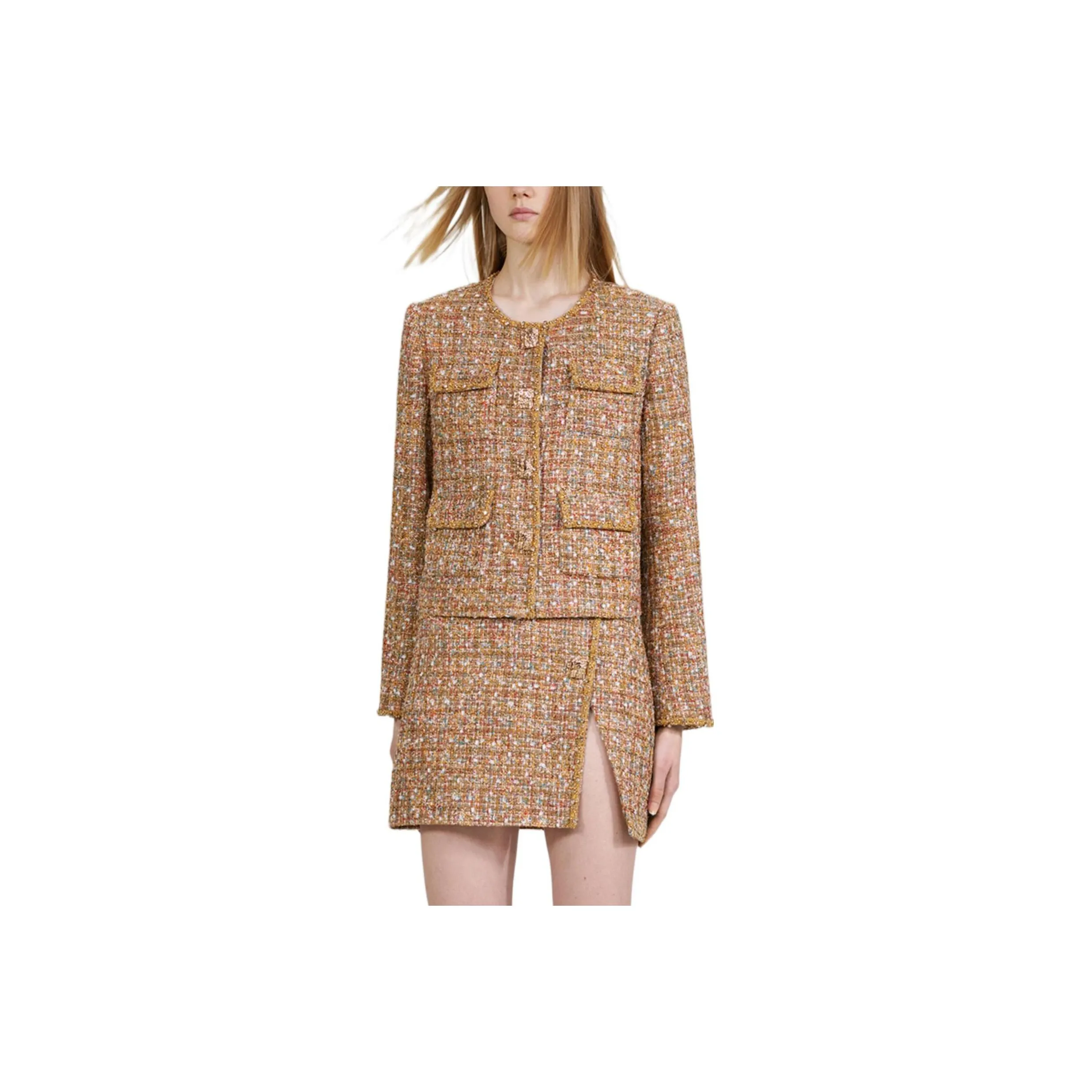 Self portrait Chinese New Year Jacket Women's Camel Gold