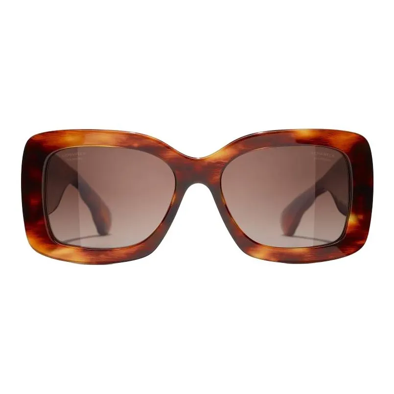 CHANEL Acetate Butterfly Sunglasses Unisex Brown