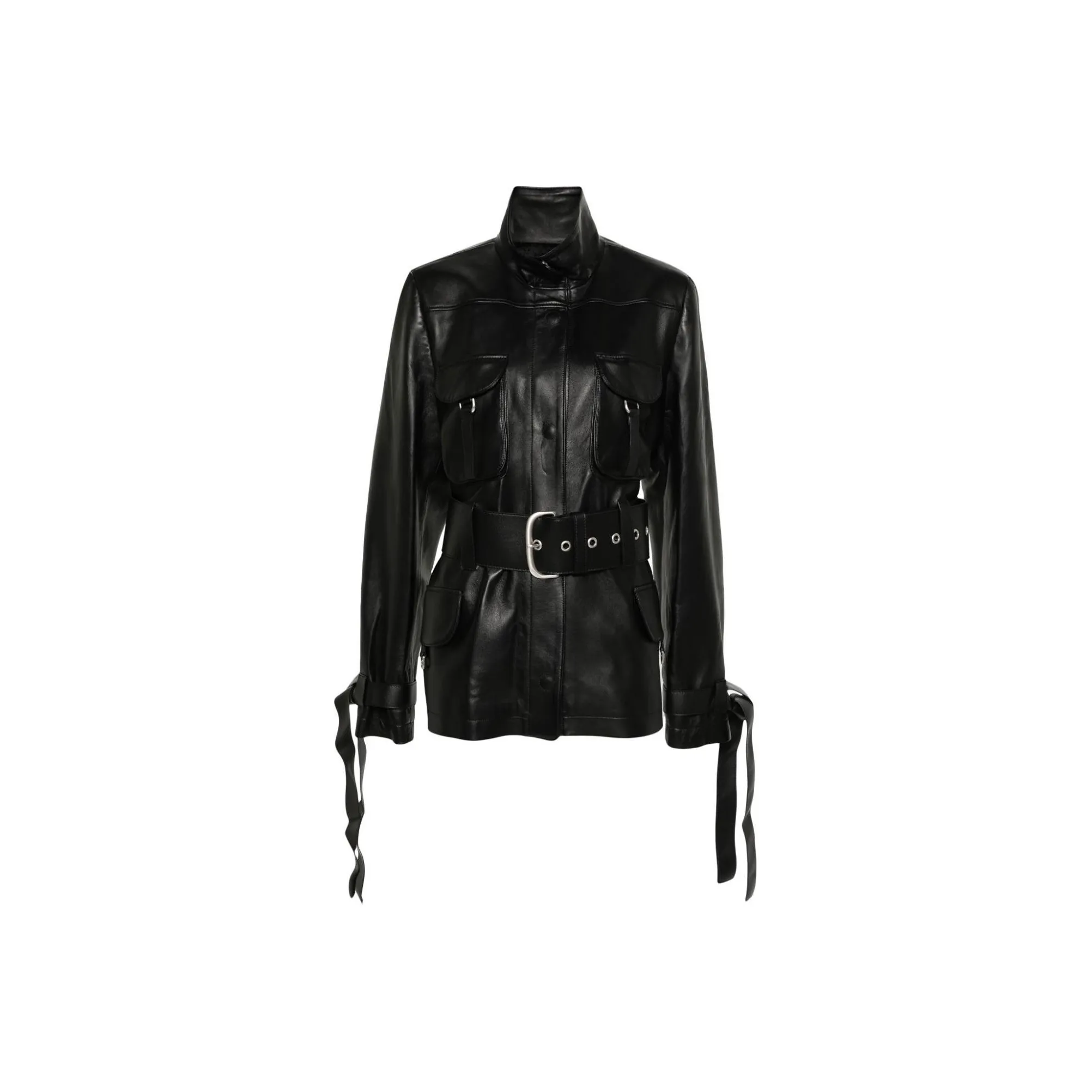 OFF WHITE Co Cargo Belted Leather Jacket